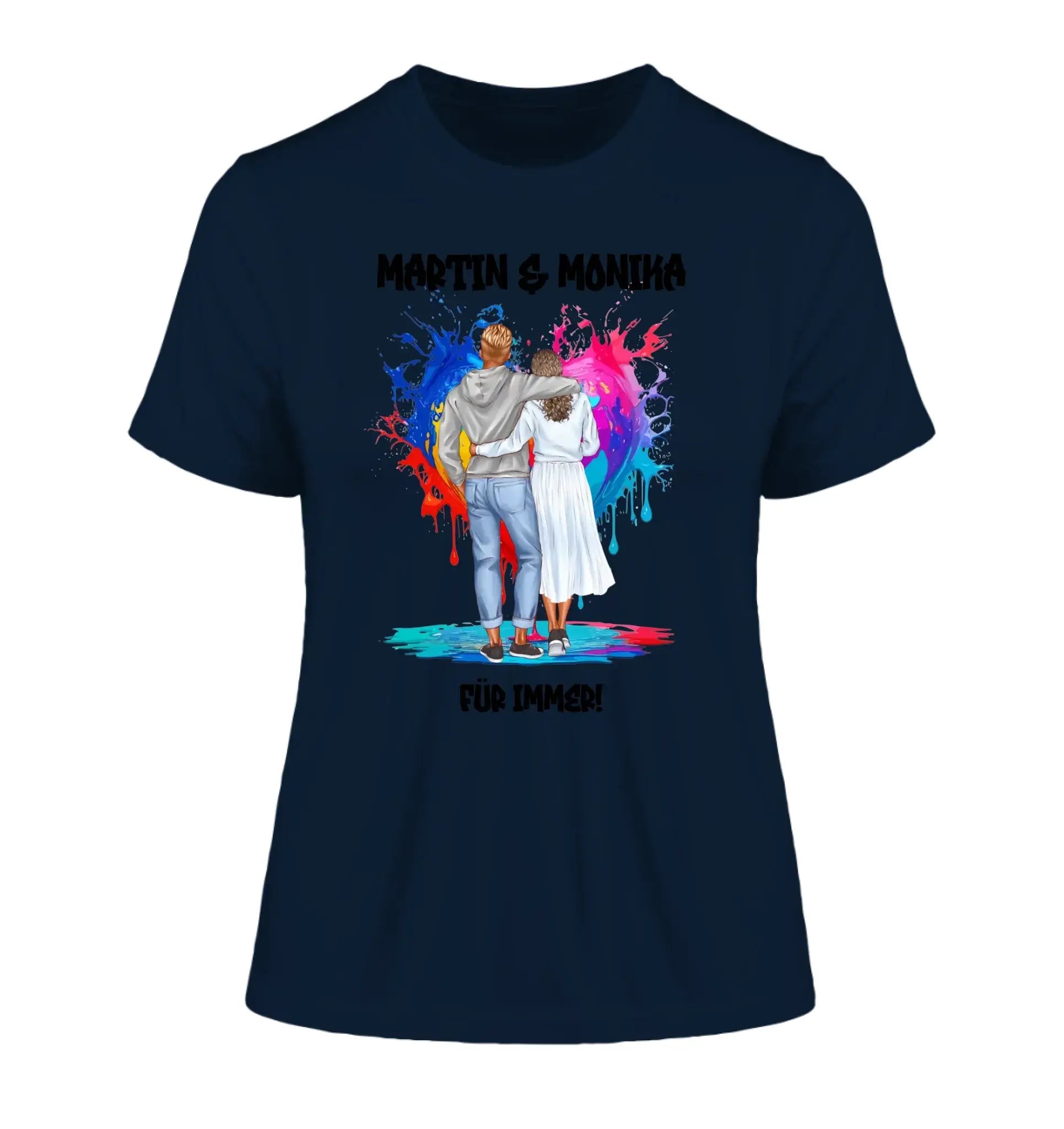 Paar-Design: Fashion Couple (personalisierbare Figuren) - Damen T-Shirt (Fitted) • Bio / French Navy / 2XL