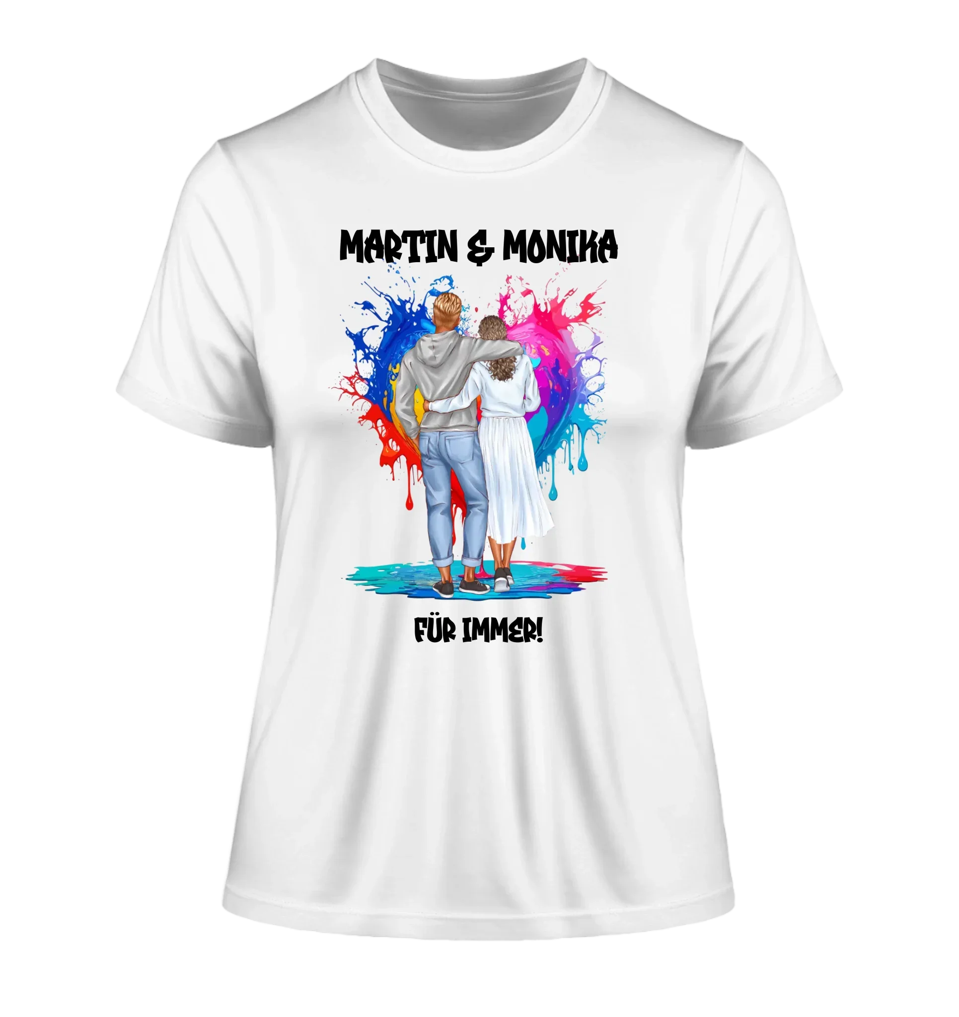 Paar-Design: Fashion Couple (personalisierbare Figuren) - Damen T-Shirt (Fitted) • Bio / White / 2XL
