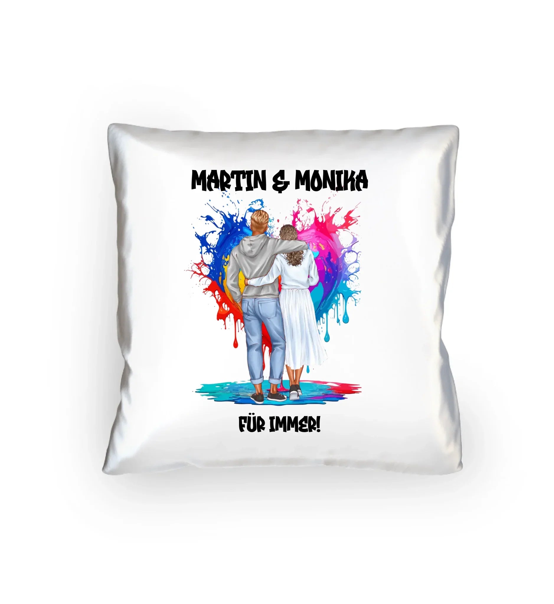 Paar-Design: Fashion Couple (personalisierbare Figuren) - Kissen 40x40 cm / White / 40cm-x-40cm - personalisierbare
