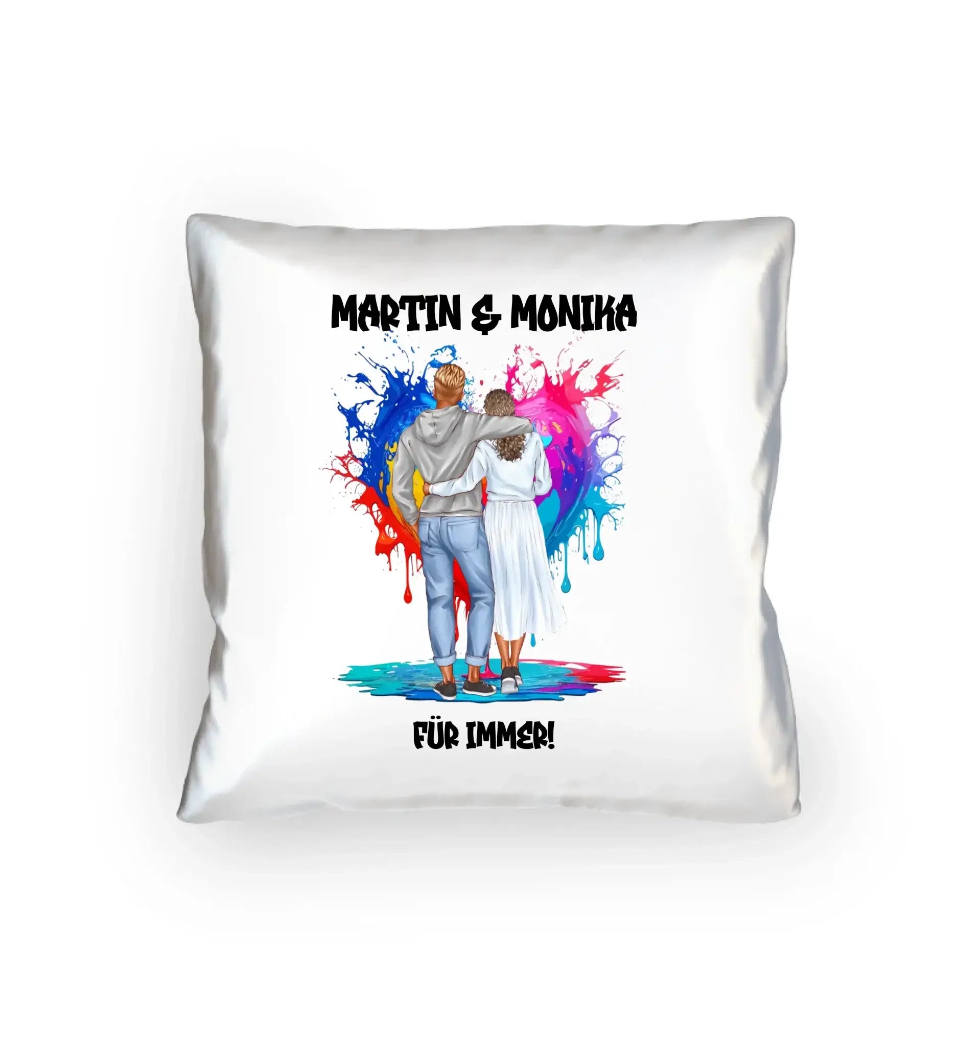 Paar-Design: Fashion Couple (personalisierbare Figuren) - Kissen 40x40 cm / White / 40cm-x-40cm - personalisierbare