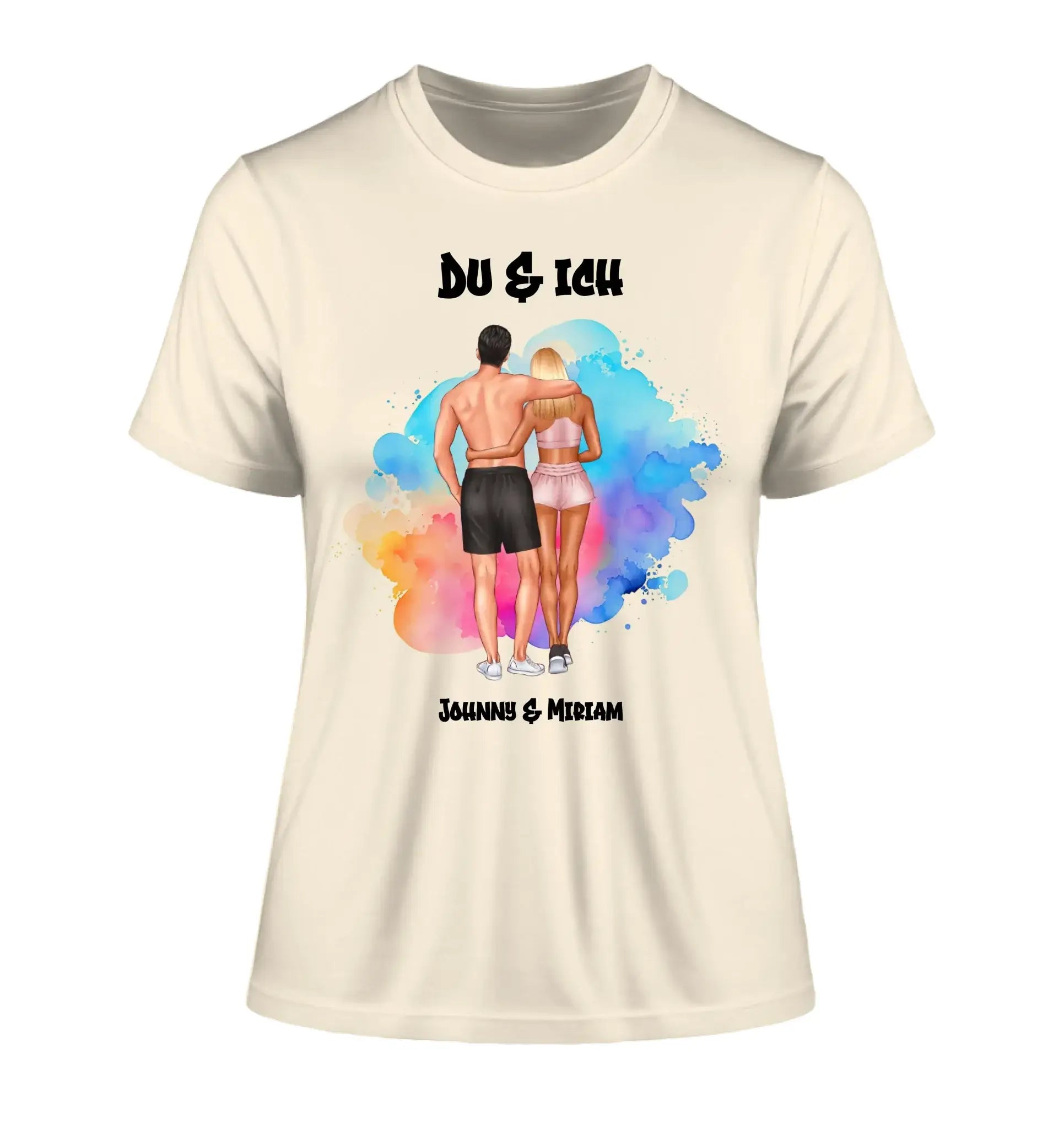 Paar-Design: Fitness Couple (personalisierbare Figuren) - Damen T-Shirt (Fitted) • Bio / Natural / 2XL