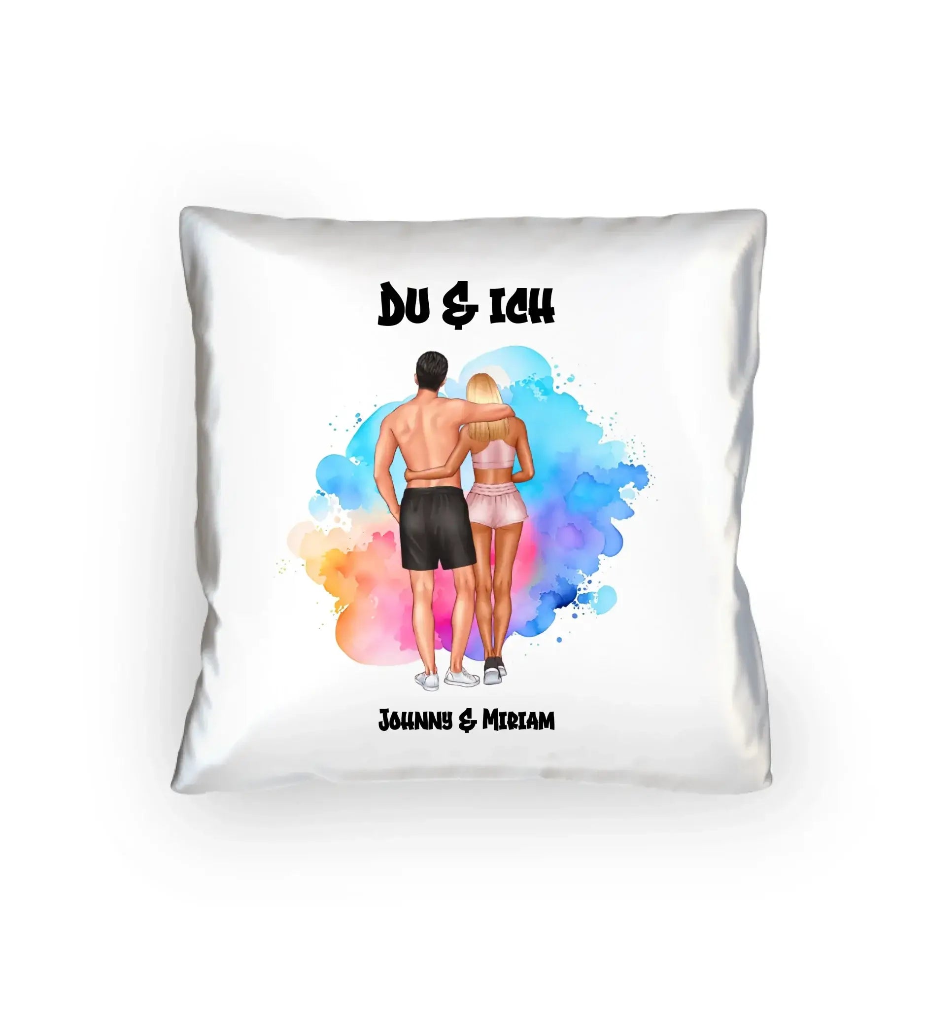 Paar-Design: Fitness Couple (personalisierbare Figuren) - Kissen 40x40 cm / White / 40cm-x-40cm - personalisierbare