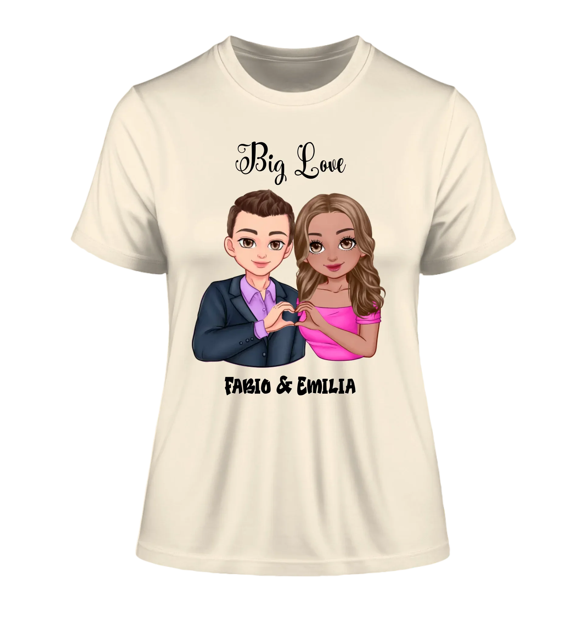 Paar-Design: Sweet Couple (personalisierbare Figuren) - Damen T-Shirt (Fitted) • Bio / Natural / 2XL