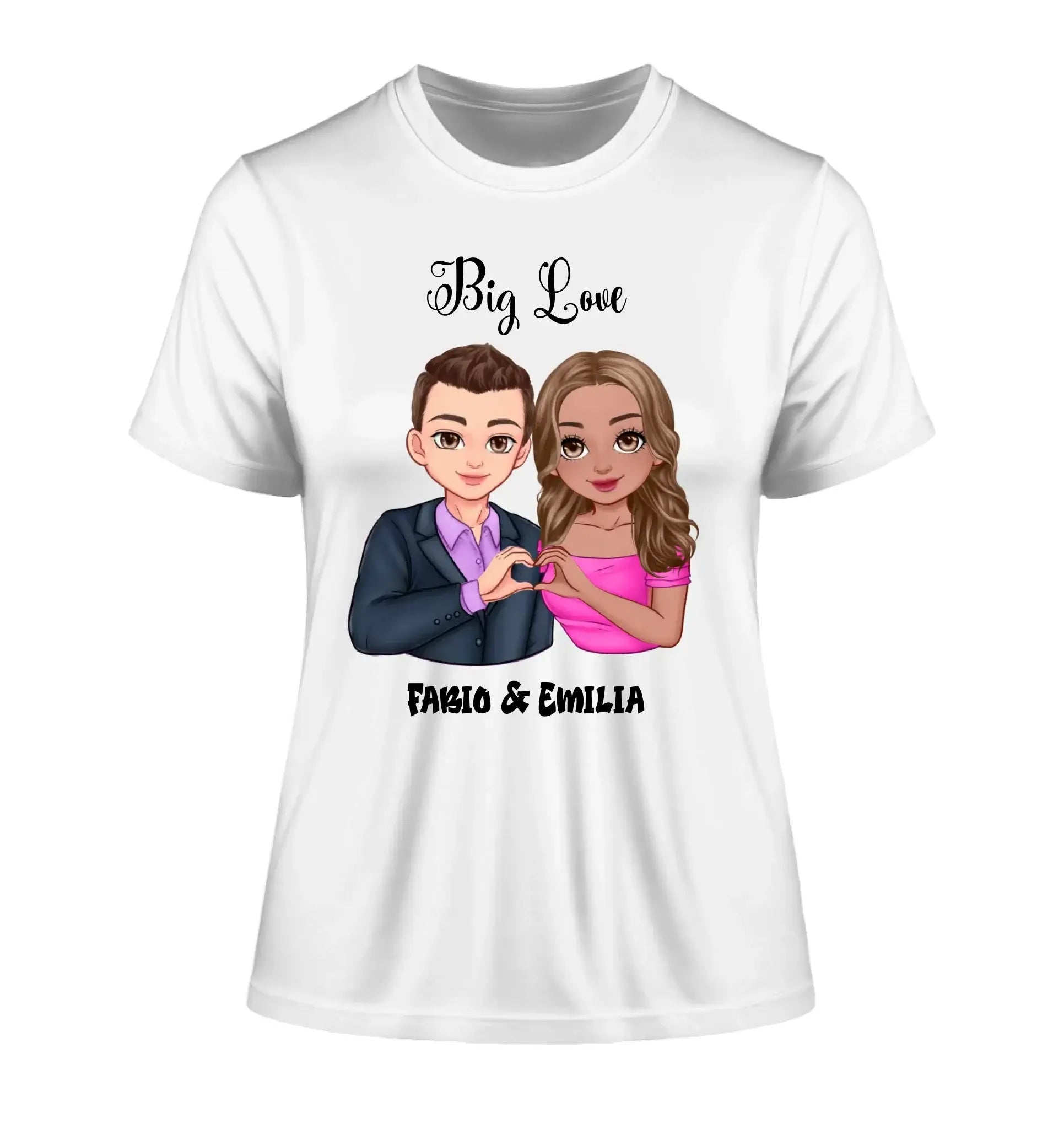 Paar-Design: Sweet Couple (personalisierbare Figuren) - Damen T-Shirt (Fitted) • Bio / White / 2XL - personalisierbare