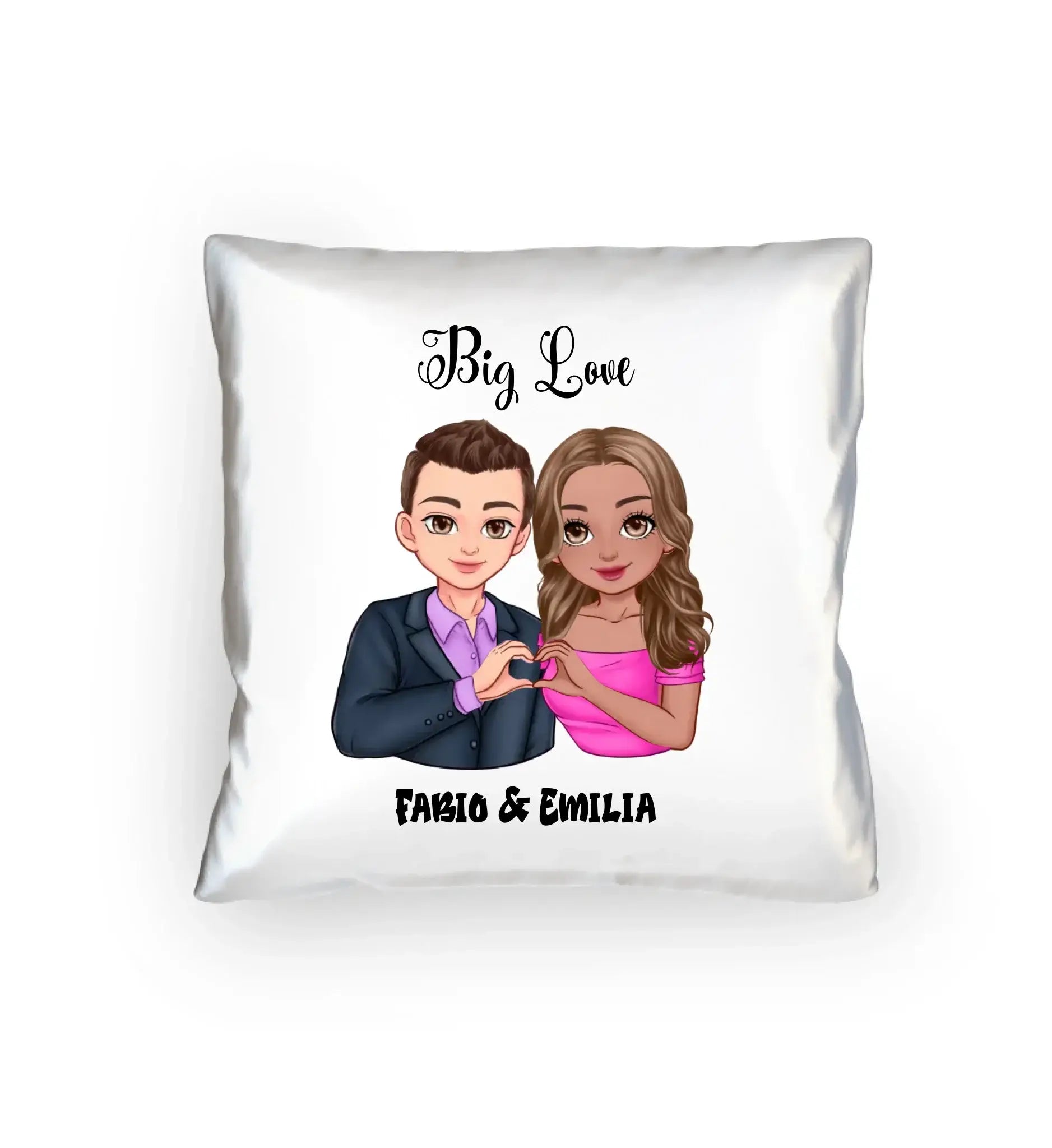 Paar-Design: Sweet Couple (personalisierbare Figuren) - Kissen 40x40 cm / White / 40cm-x-40cm - personalisierbare