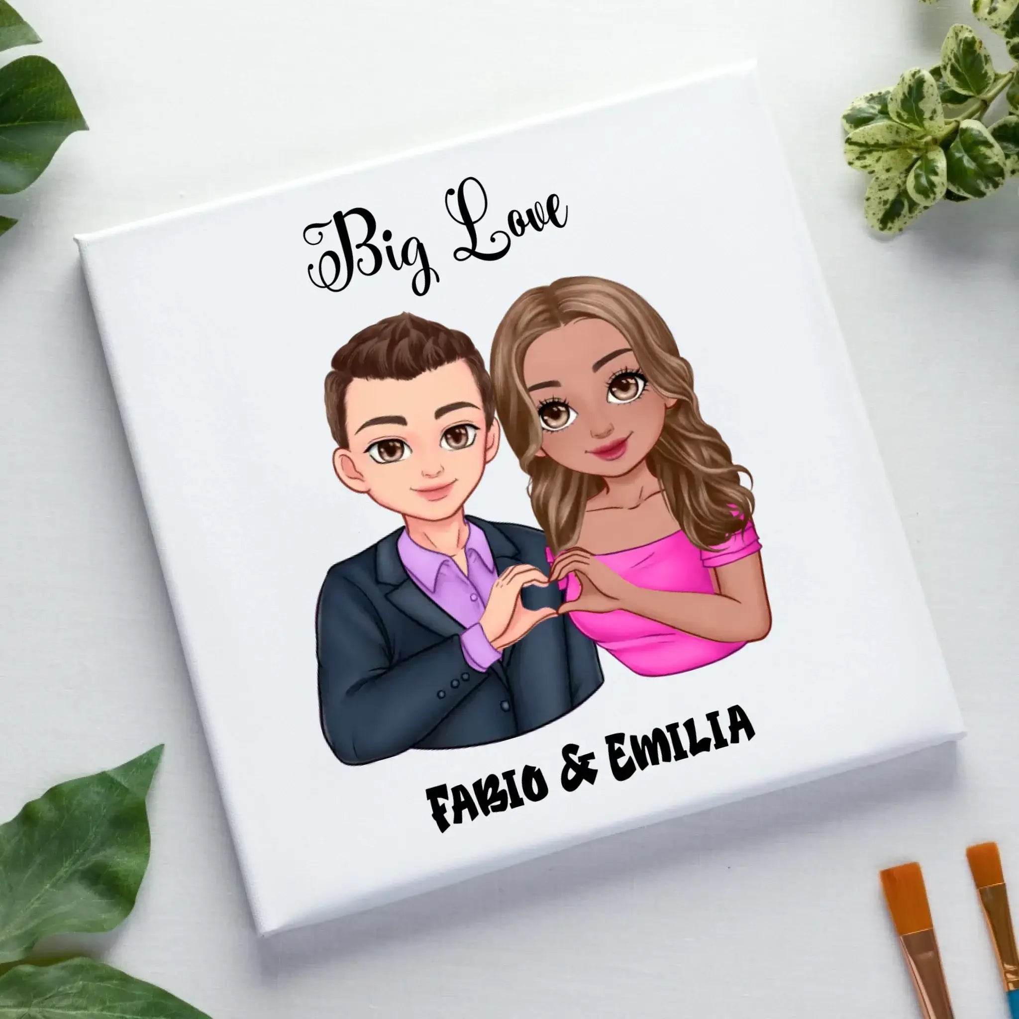 Paar-Design: Sweet Couple (personalisierbare Figuren) - Leinwand auf Holzkeilrahmen / Standard / 20cm-x-20xm