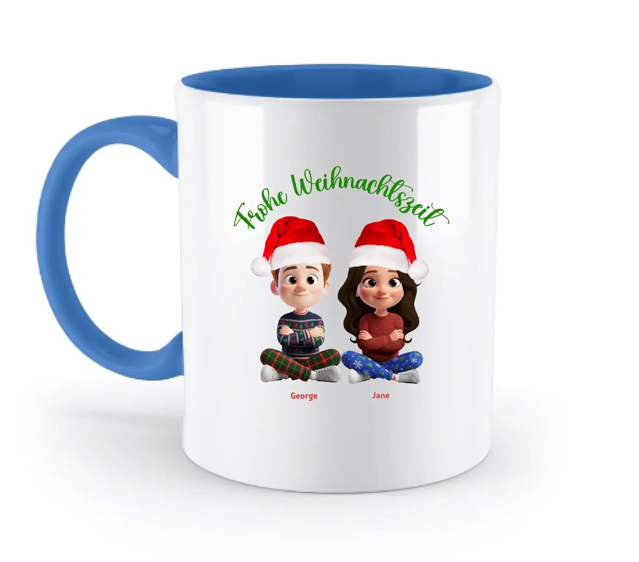Paar-Design: Weihnachtspaar • 5 Motive mit Geschlechtswahl verfügbar (personalisierbare Figuren) - Zweifarbige Tasse