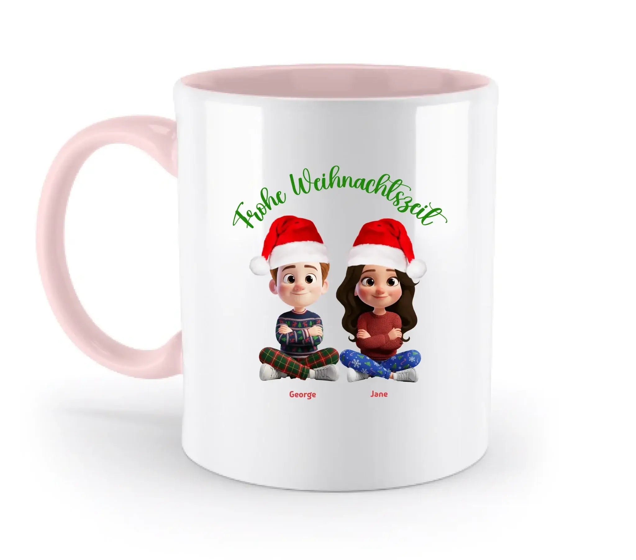 Paar-Design: Weihnachtspaar • 5 Motive mit Geschlechtswahl verfügbar (personalisierbare Figuren) - Zweifarbige Tasse