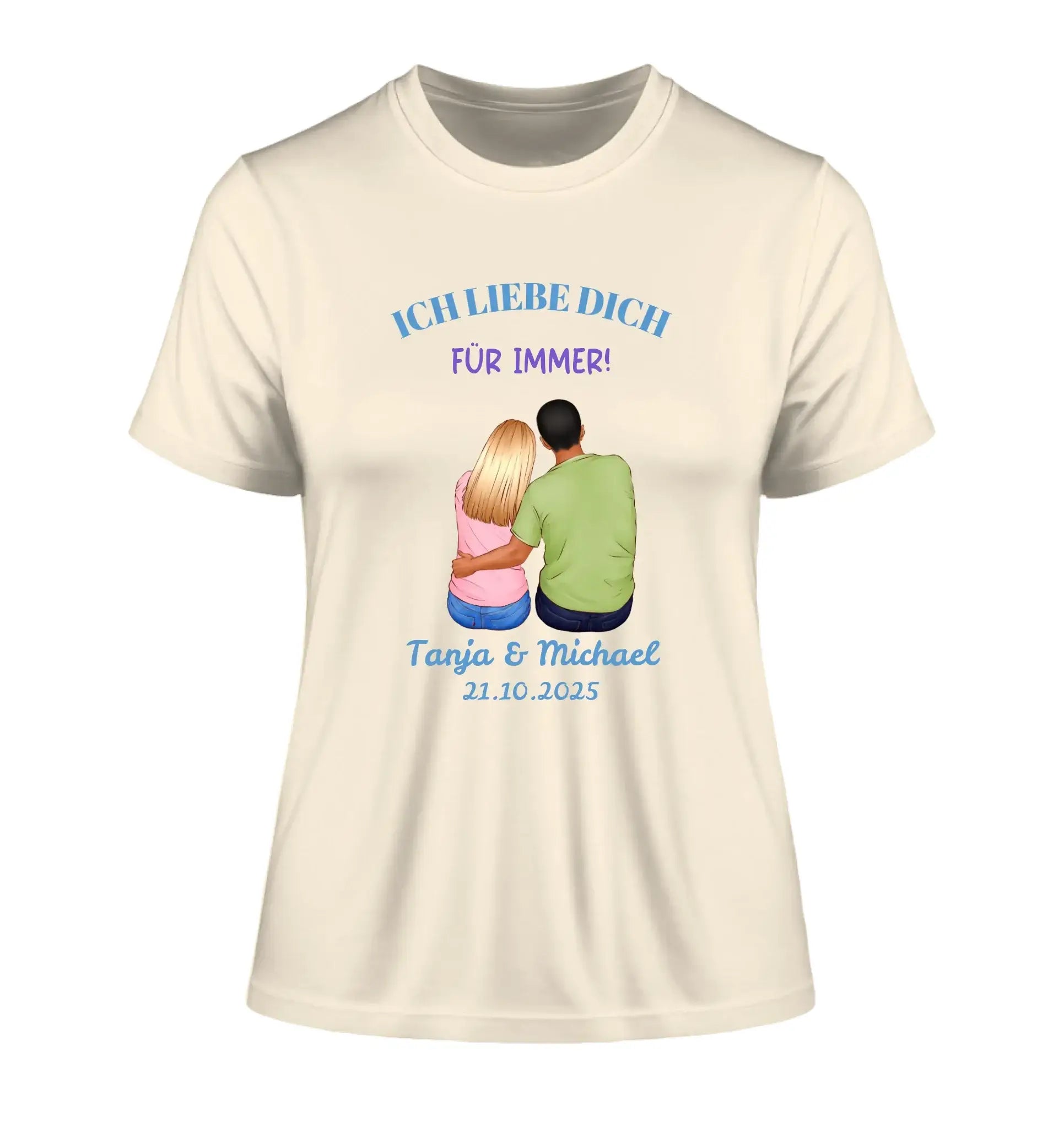 Paar-Designer (2 personalisierbare Figuren) - Damen T-Shirt (Fitted) • Bio / Natural / 2XL - personalisierbare Figuren