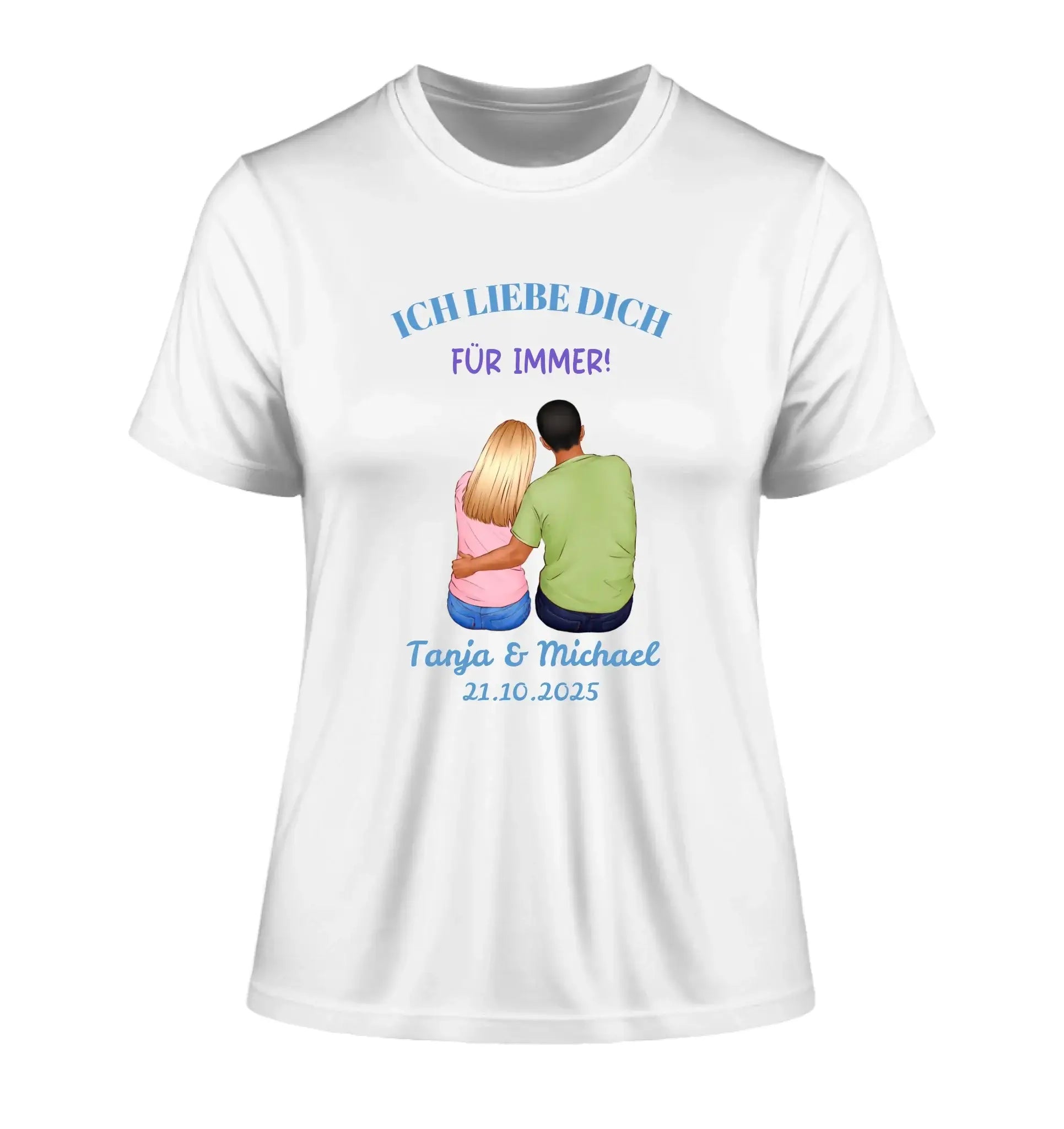 Paar-Designer (2 personalisierbare Figuren) - Damen T-Shirt (Fitted) • Bio / White / 2XL - personalisierbare Figuren