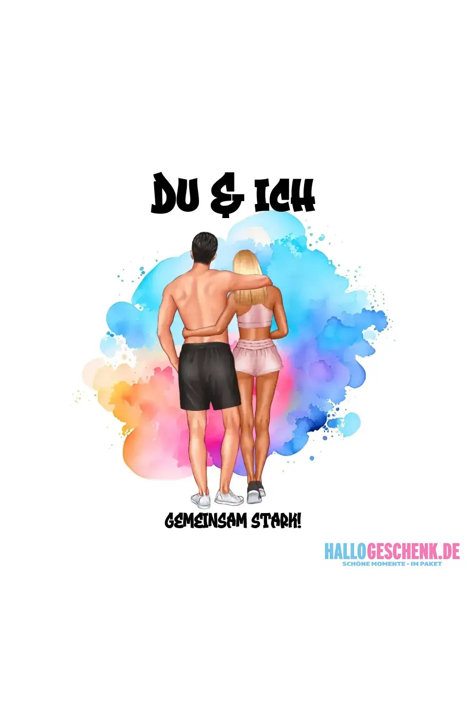 Paar Designer Fitness Couple personalisierbar: STICKER 20x20 cm (Aufkleber) - White / OneSize / ausgestanzter Sticker