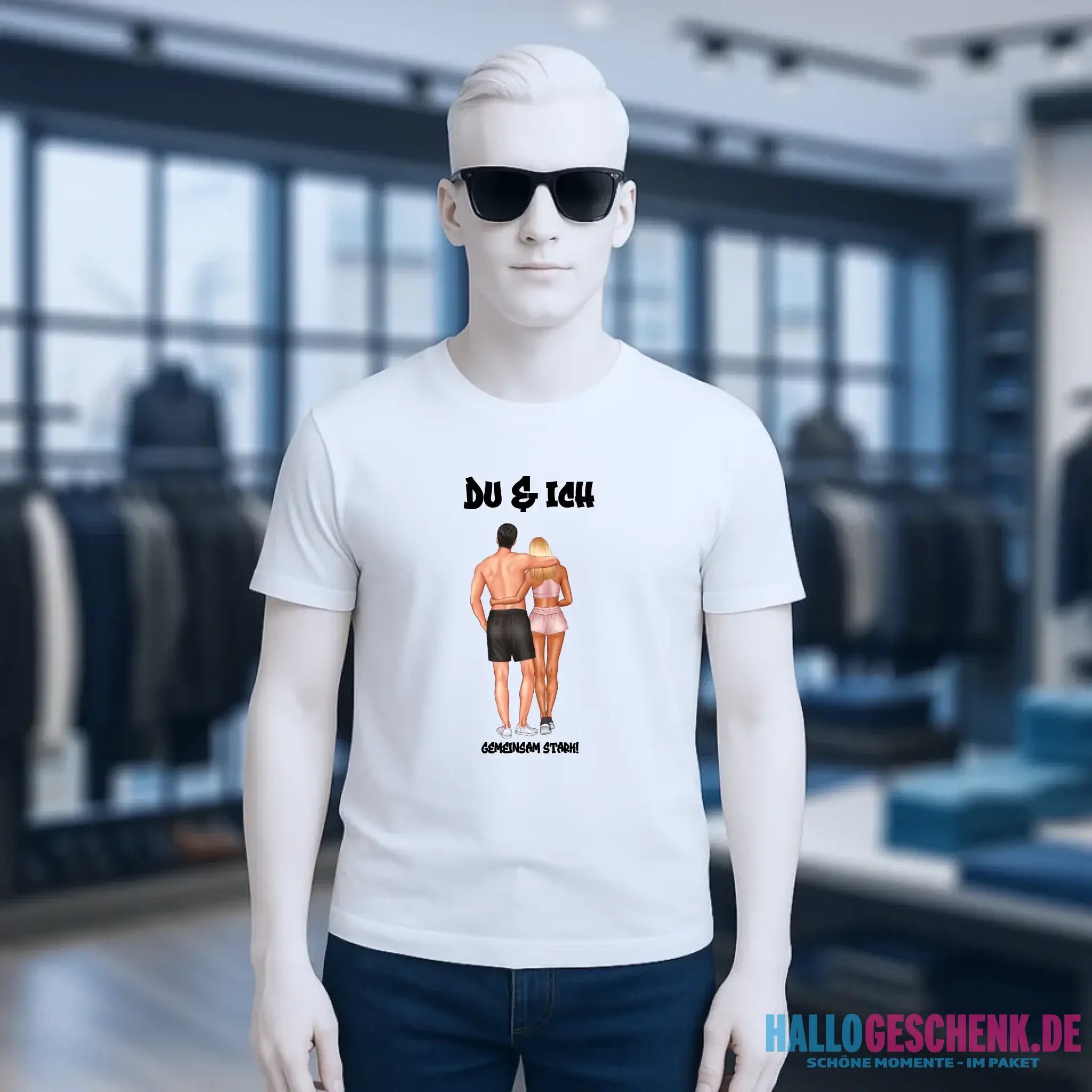 Paar Designer: Fitness Couple personalisierbar - Unisex Premium T-Shirt XS-5XL aus Bio-Baumwolle für Damen & Herren