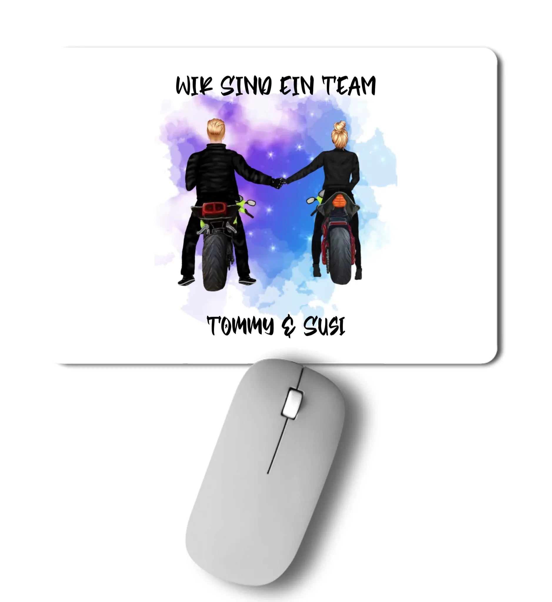 Paar-Designer: Motorrad Couple • mehrere Artikel • ’Statement-Collection’ • Wunschtext • personalisierte Figuren