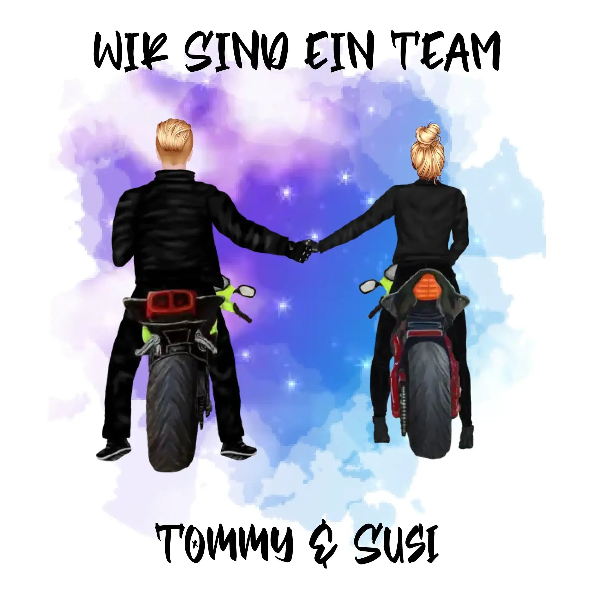 Paar-Designer: Motorrad Couple • mehrere Artikel • ’Statement-Collection’ • Wunschtext • personalisierte Figuren