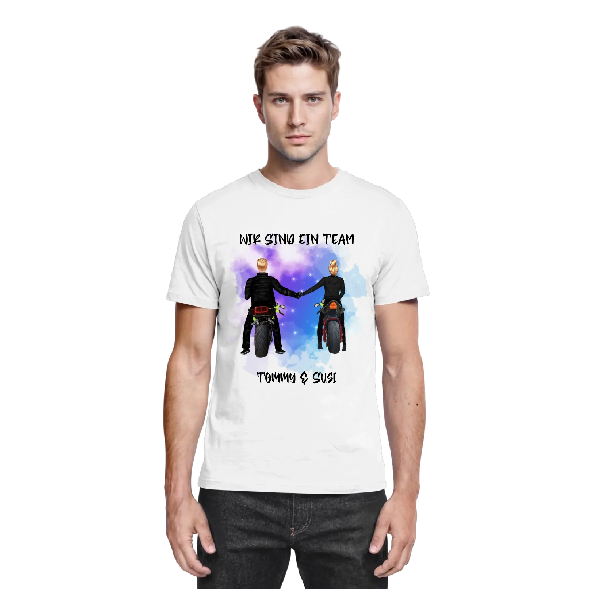 Paar-Designer: Motorrad Couple • mehrere Artikel • ’Statement-Collection’ • Wunschtext • personalisierte Figuren