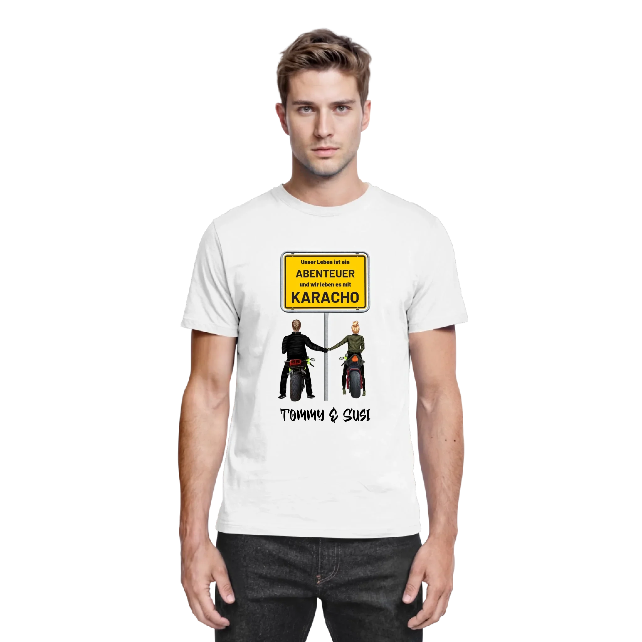 Paar-Designer: Motorrad Couple Straßenschild • mehrere Artikel • ’Statement-Collection’ • Wunschtext • personalisierte