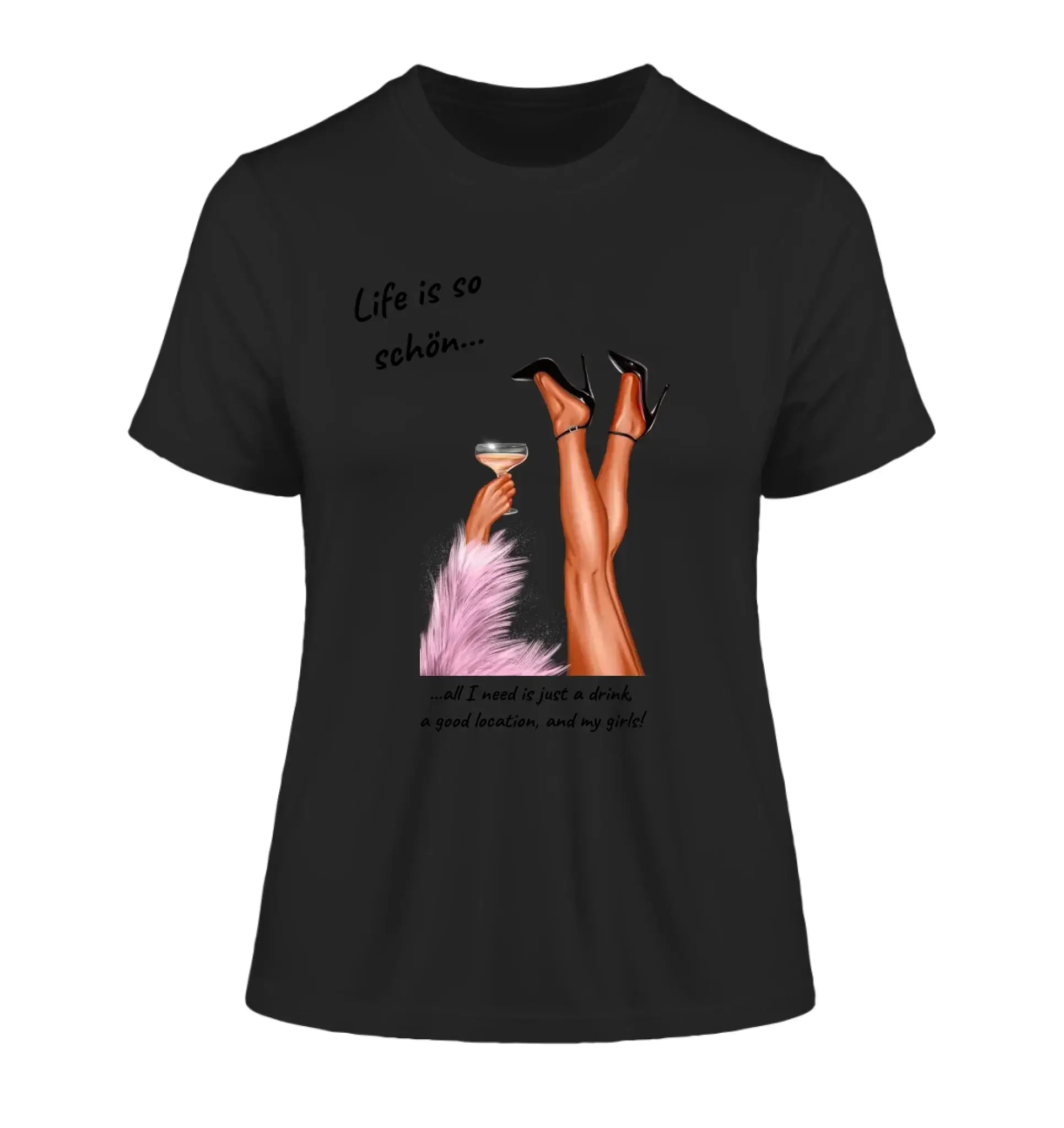 PARTY LEGS: Das ’Schöne Beine’-Motiv (personalisierbare Figuren) - Damen T-Shirt (Fitted) • Bio / Black / 2XL