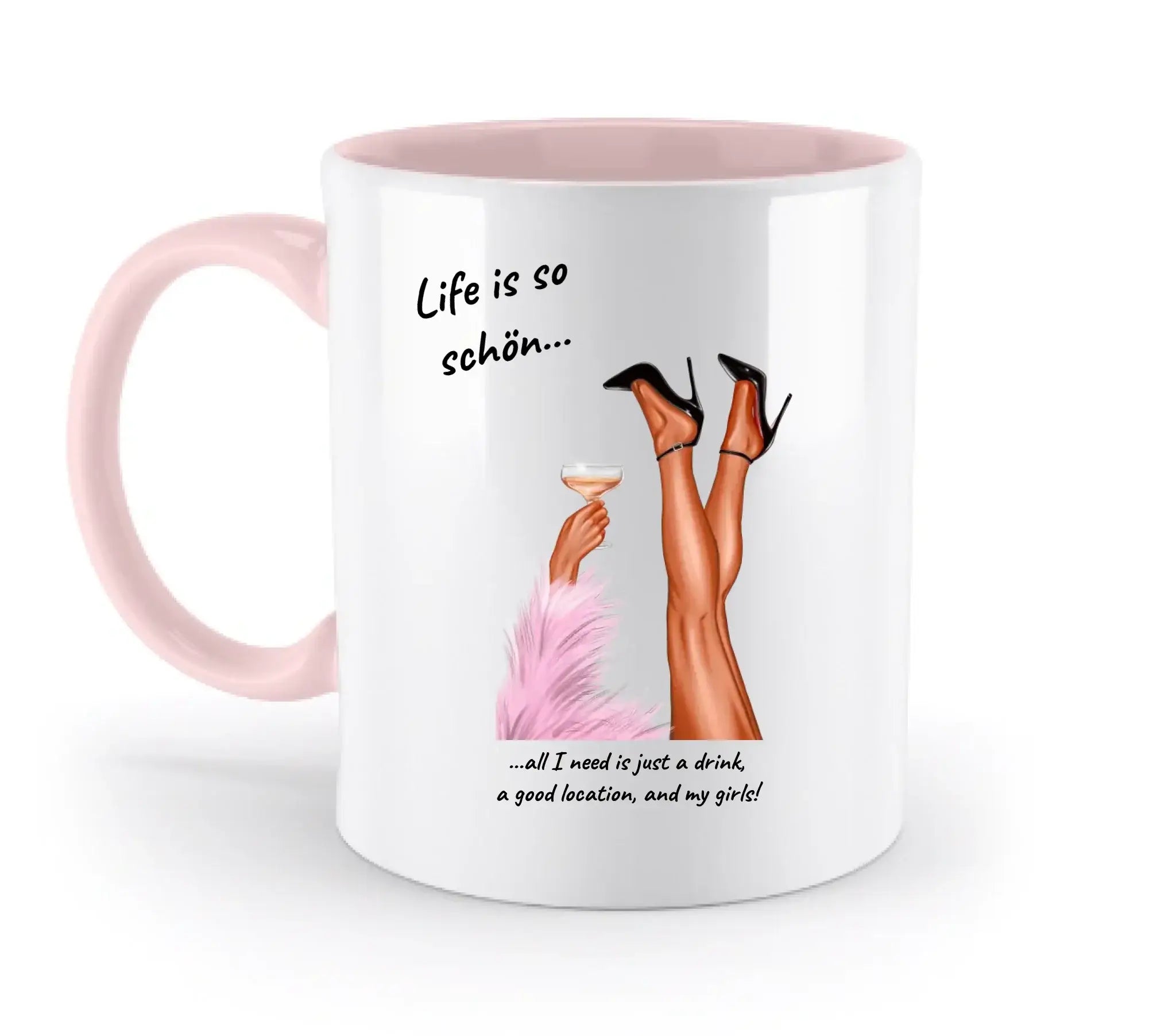 PARTY LEGS: Das ’Schöne Beine’-Motiv (personalisierbare Figuren) - Zweifarbige Tasse / Powder-Pink / 330ml