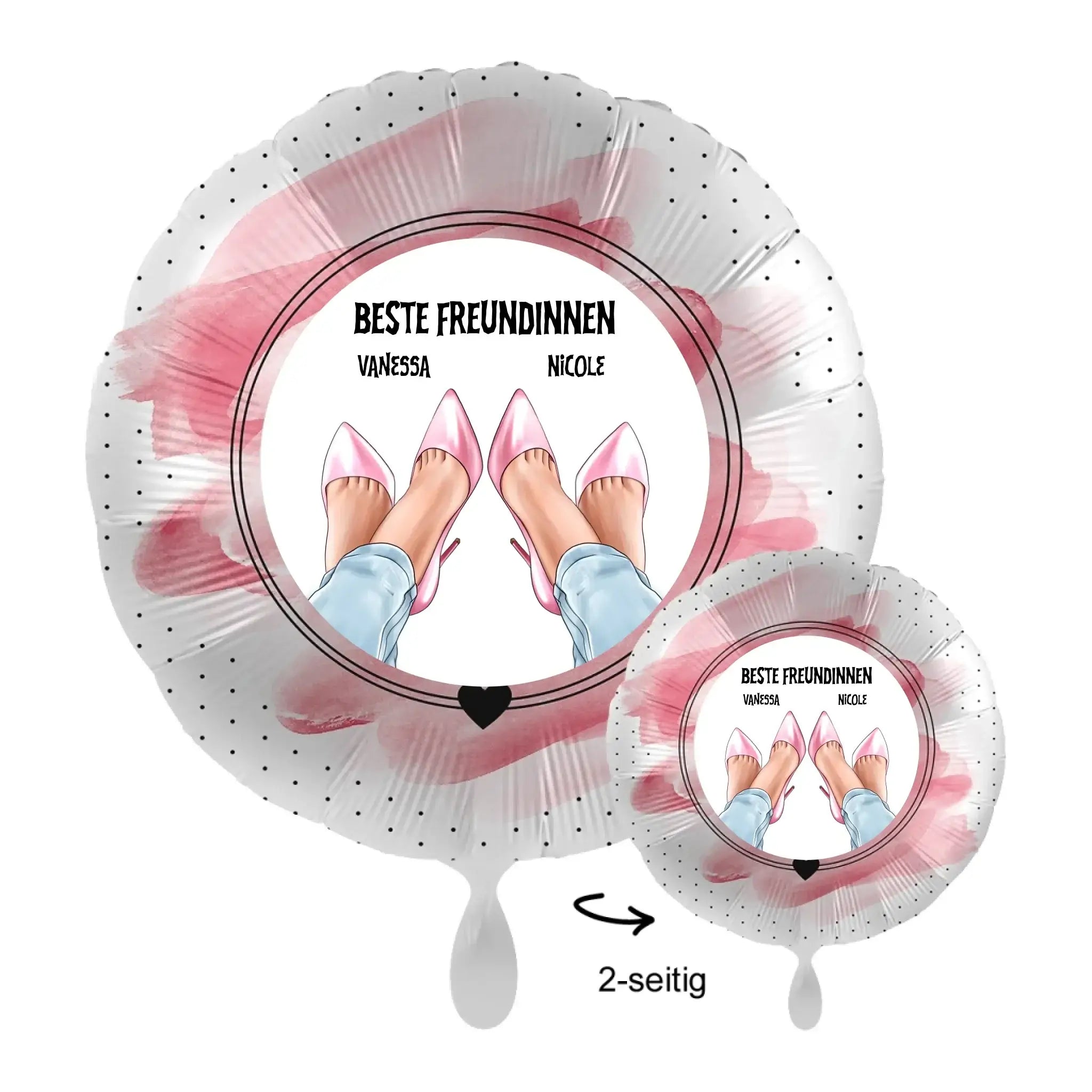 Personalisierbar: Beste Freundinnen Beine Füße • 43cm Luftballon - Luftballons • personalisiert / Rund Rosa Brush
