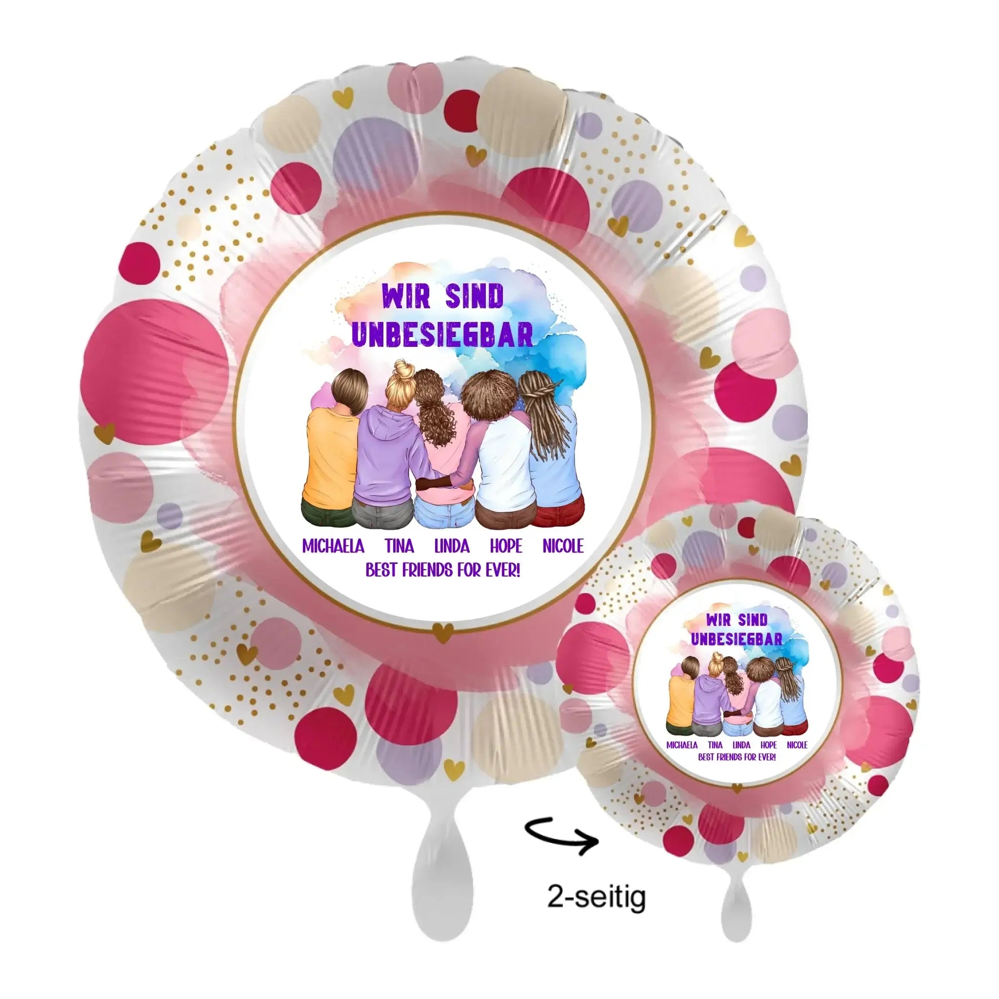 Personalisierbar: Gestalte 2-5 Freundinnen • 43cm Luftballon - Luftballons • personalisiert / Rund Sweet