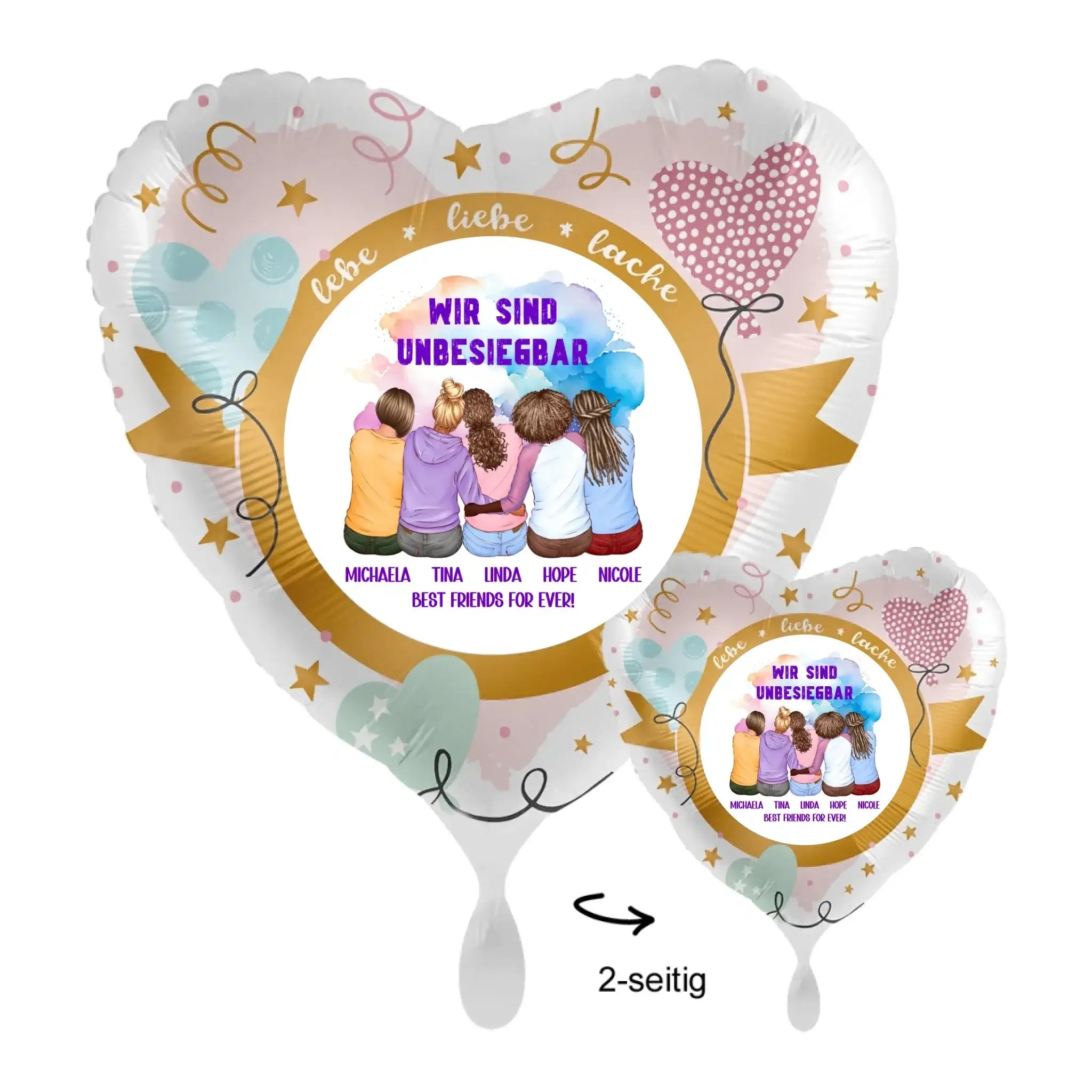Personalisierbar: Gestalte 2-5 Freundinnen • 43cm Luftballon - Luftballons • personalisiert / Herz Lebe