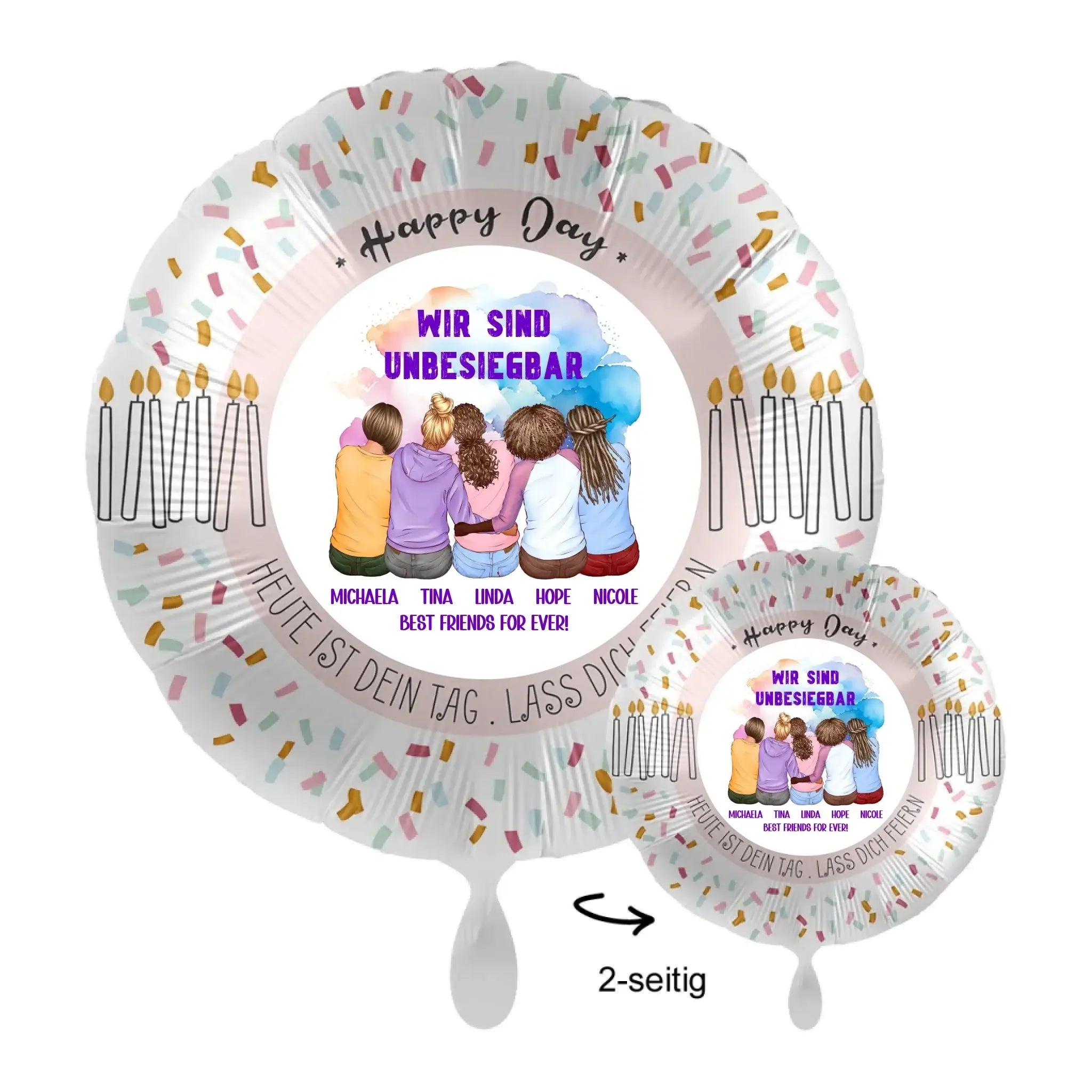 Personalisierbar: Gestalte 2-5 Freundinnen • 43cm Luftballon - Luftballons • personalisiert / Rund Birthday