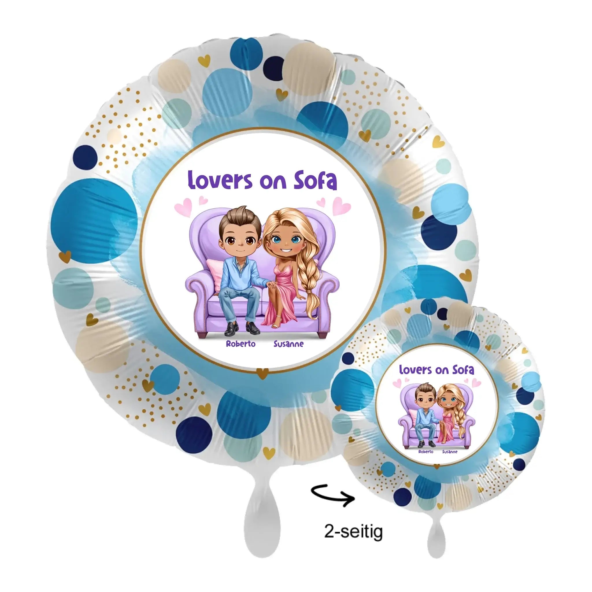 Personalisierbar: Lovers on Sofa • 43cm Luftballon - Luftballons • personalisiert / Rund Lucky / personalisierte