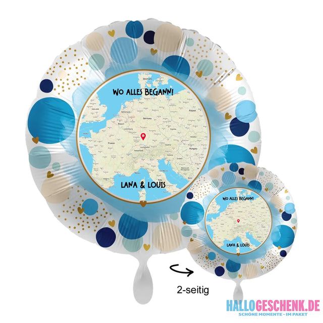 Personalisierbar: Maps • Straßenkarte mit Zoom • 43cm Luftballon - Customizer