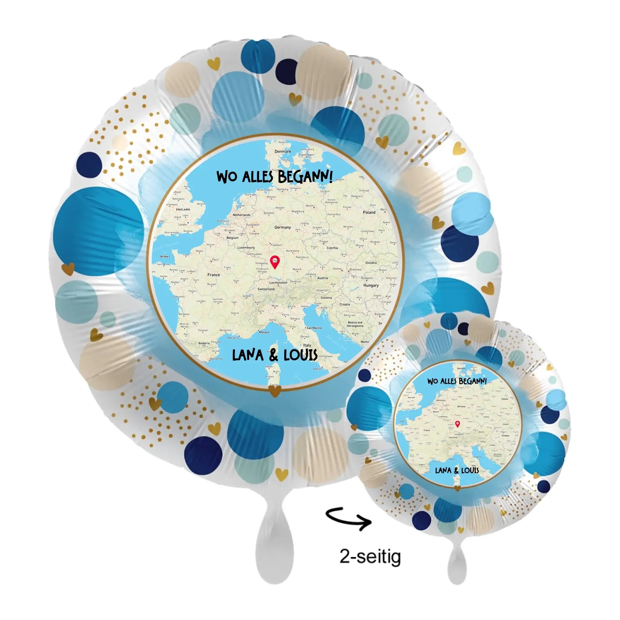 Personalisierbar: Maps • Straßenkarte mit Zoom • 43cm Luftballon - Customizer