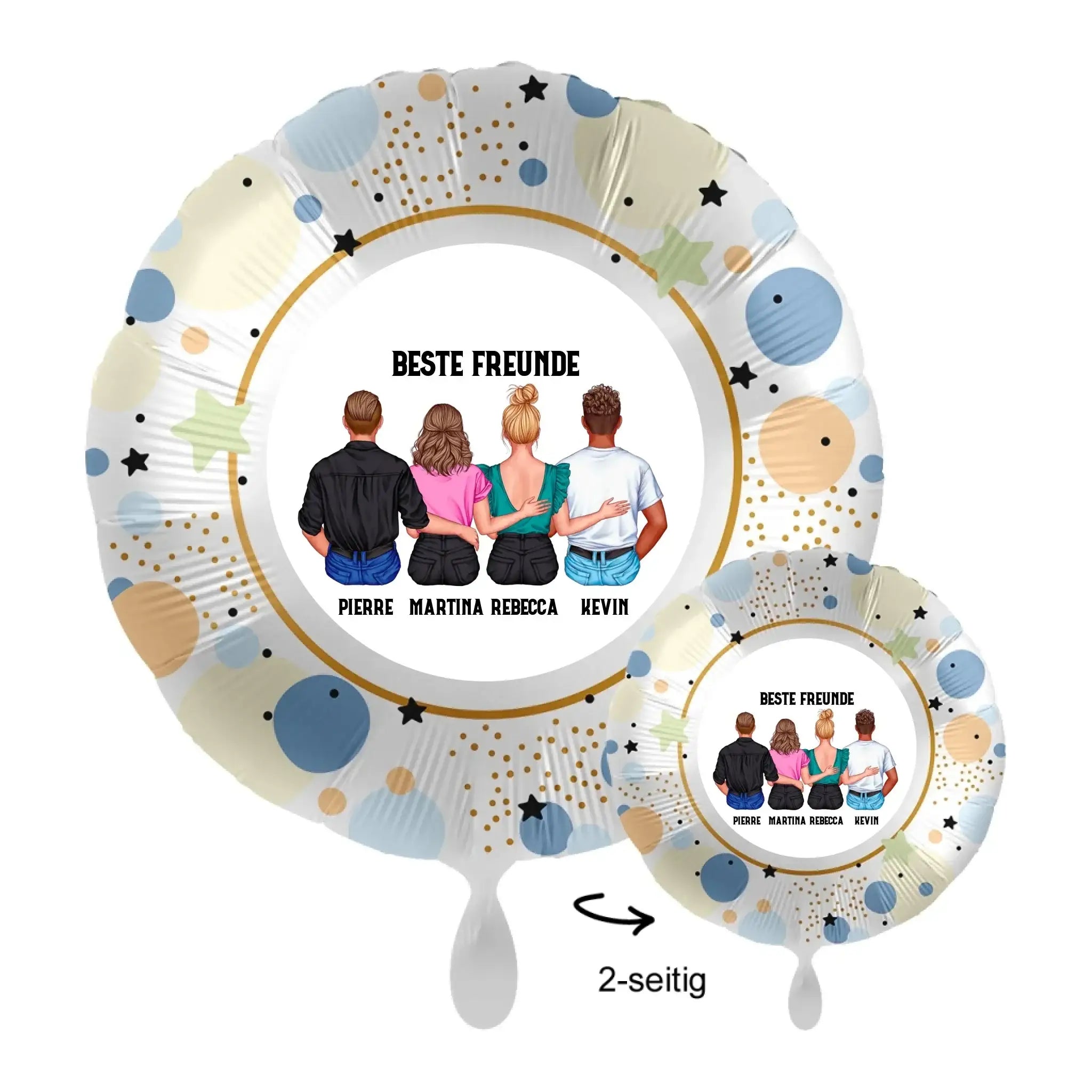 Personalisierbar: MIX Paare & Freunde • 43cm Luftballon - Luftballons • personalisiert / Rund Pastel Stars