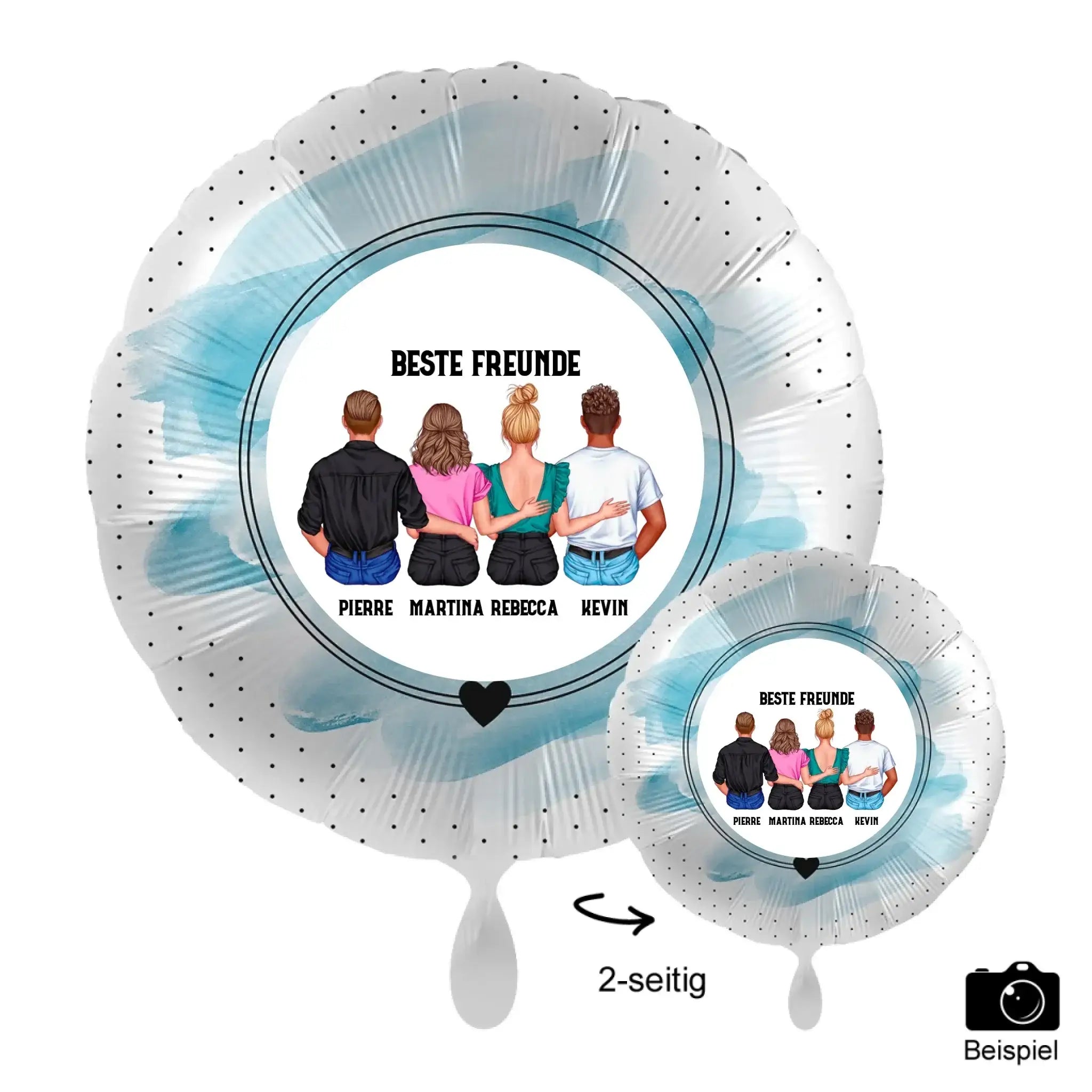Personalisierbar: MIX Paare & Freunde • 43cm Luftballon - Luftballons • personalisiert / Rund Blue Brush