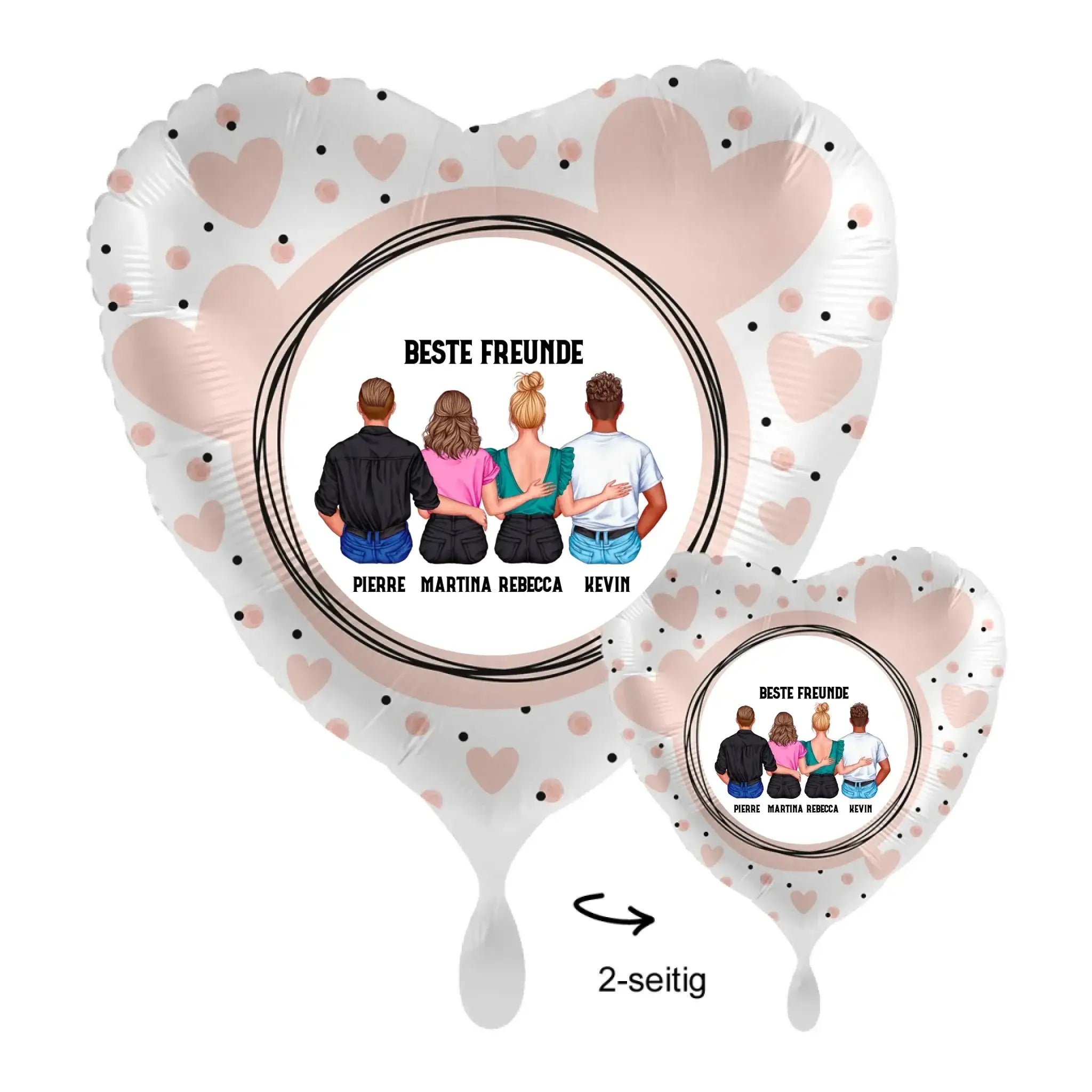 Personalisierbar: MIX Paare & Freunde • 43cm Luftballon - Luftballons • personalisiert / Herz Satin Weiß