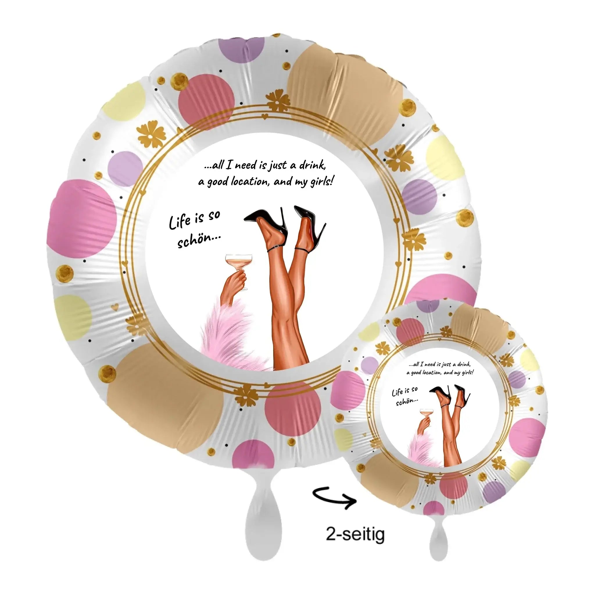 Personalisierbar: Party Legs • 43cm Luftballon - Luftballons • personalisiert / Rund Shiny Dots / personalisierte