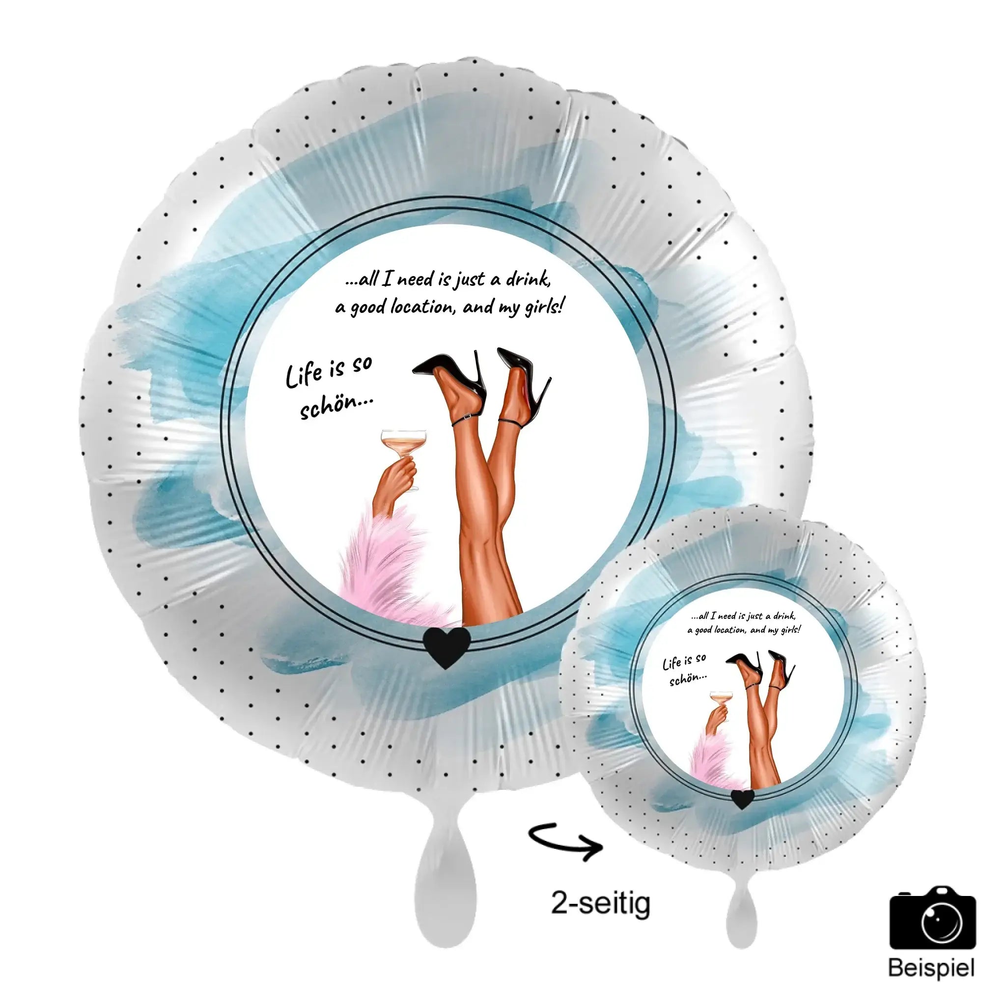 Personalisierbar: Party Legs • 43cm Luftballon - Luftballons • personalisiert / Rund Blue Brush / personalisierte