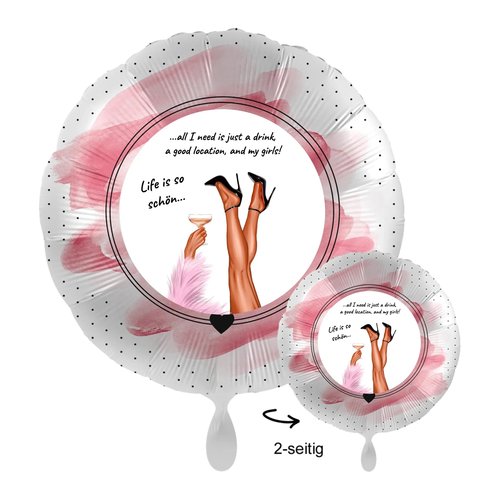 Personalisierbar: Party Legs • 43cm Luftballon - Luftballons • personalisiert / Rund Rosa Brush / personalisierte