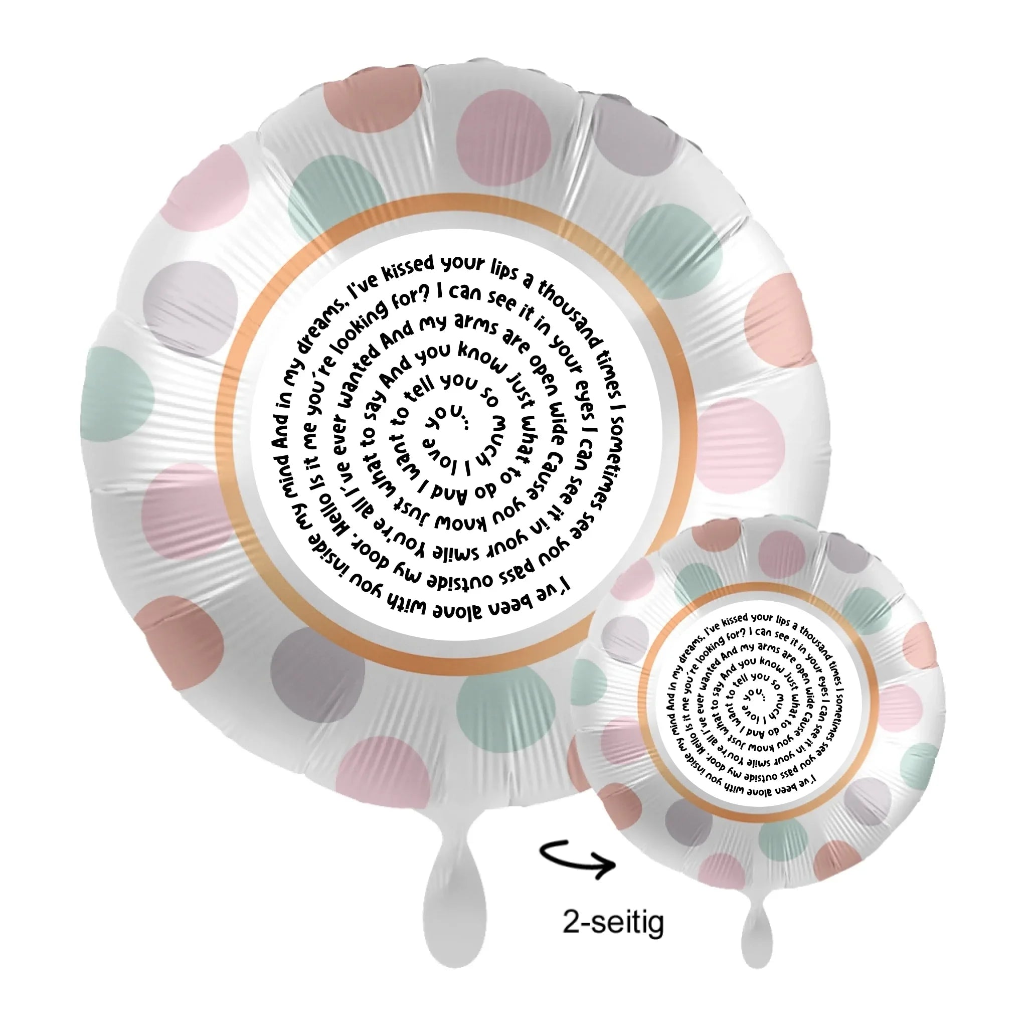 Personalisierbar: Spotify Songtext oder Wunschtext • Spiraltext • 43cm Luftballon - Luftballons • personalisiert / Rund