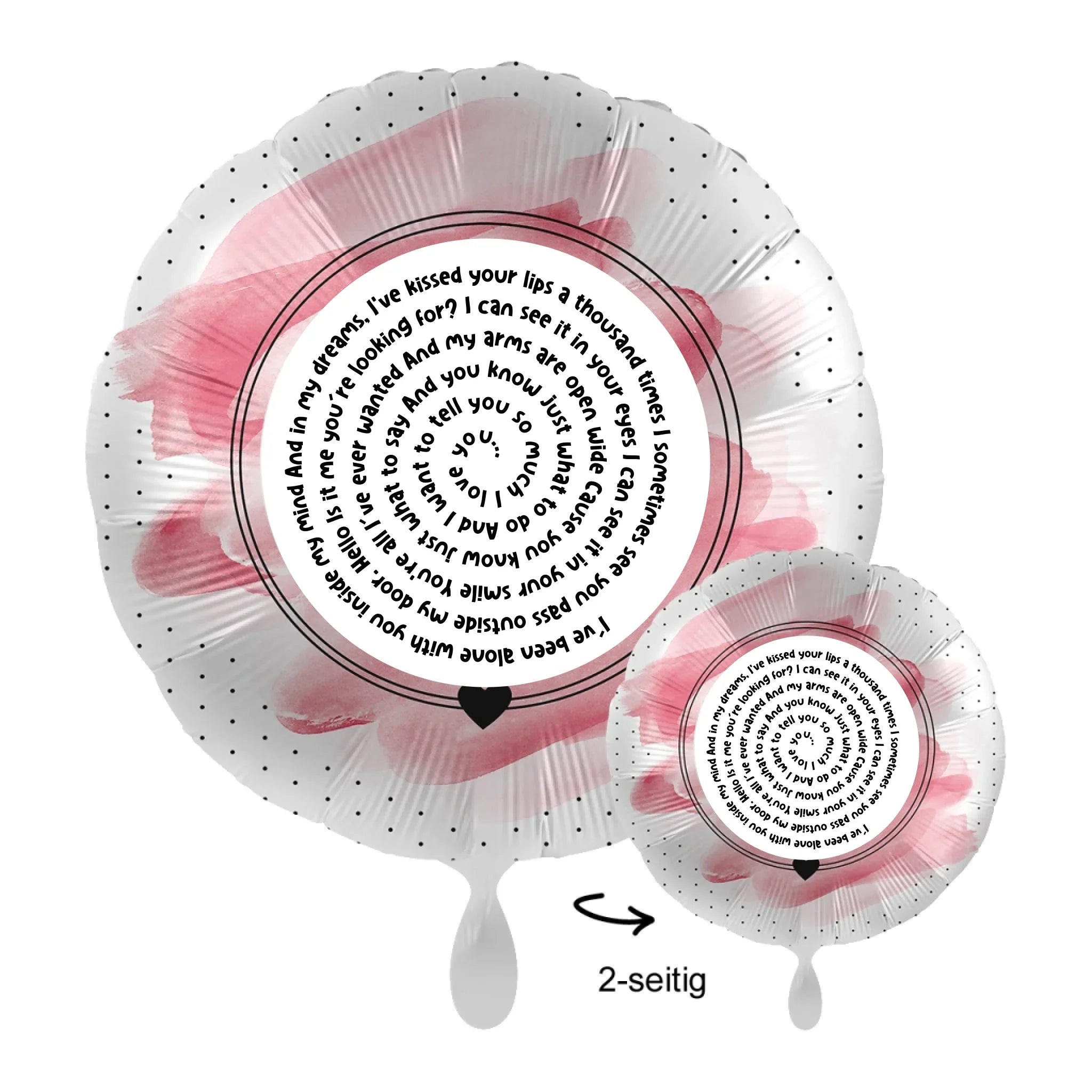 Personalisierbar: Spotify Songtext oder Wunschtext • Spiraltext • 43cm Luftballon - Luftballons • personalisiert / Rund