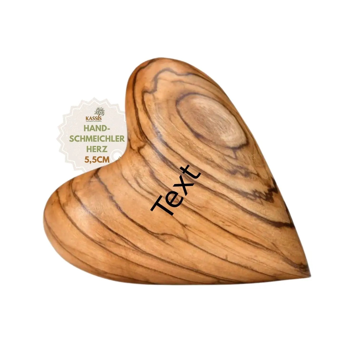 Personalisiertes Olivenholz Herz Handschmeichler mit Gravur - 5,50 cm - Herz