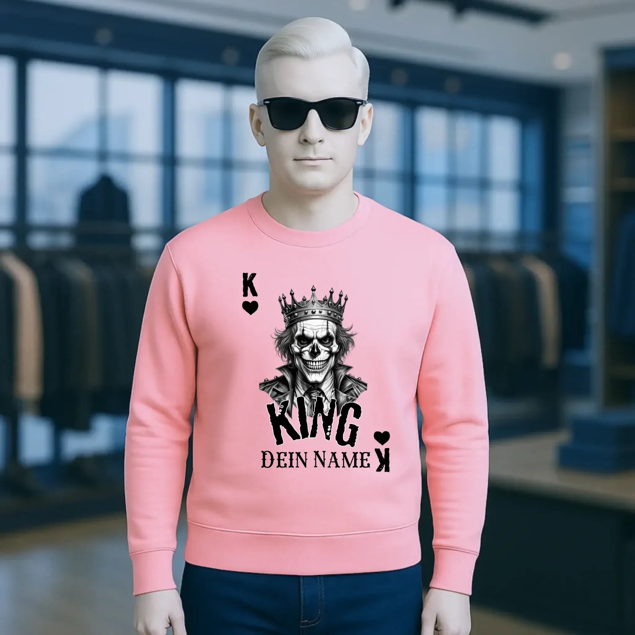 Poker King + dein Name • Unisex Sweatshirt Bio-Baumwolle in 4 Farben XS-3XL • personalisiert