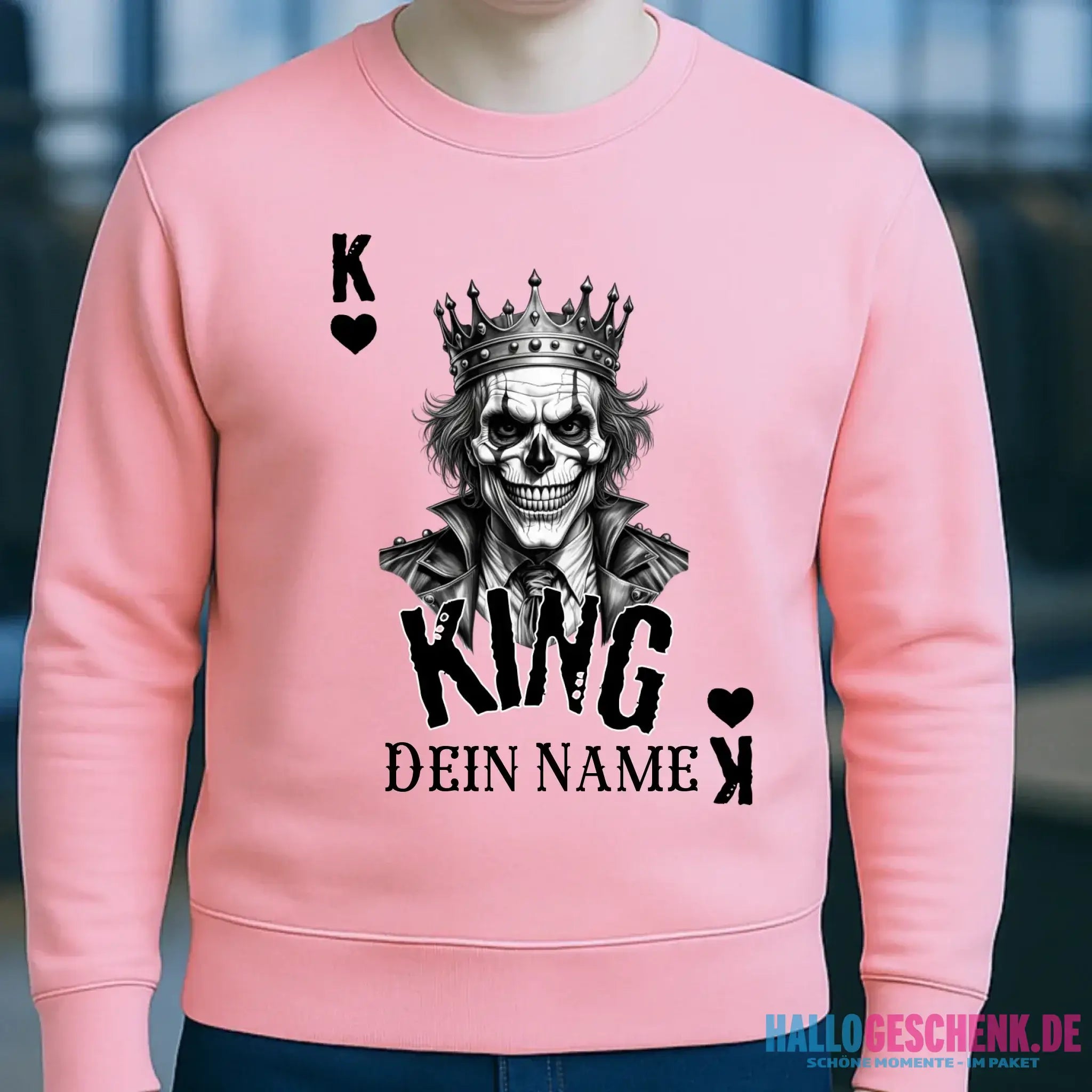 Poker King + dein Name • Unisex Sweatshirt Bio-Baumwolle in 4 Farben XS-3XL • personalisiert