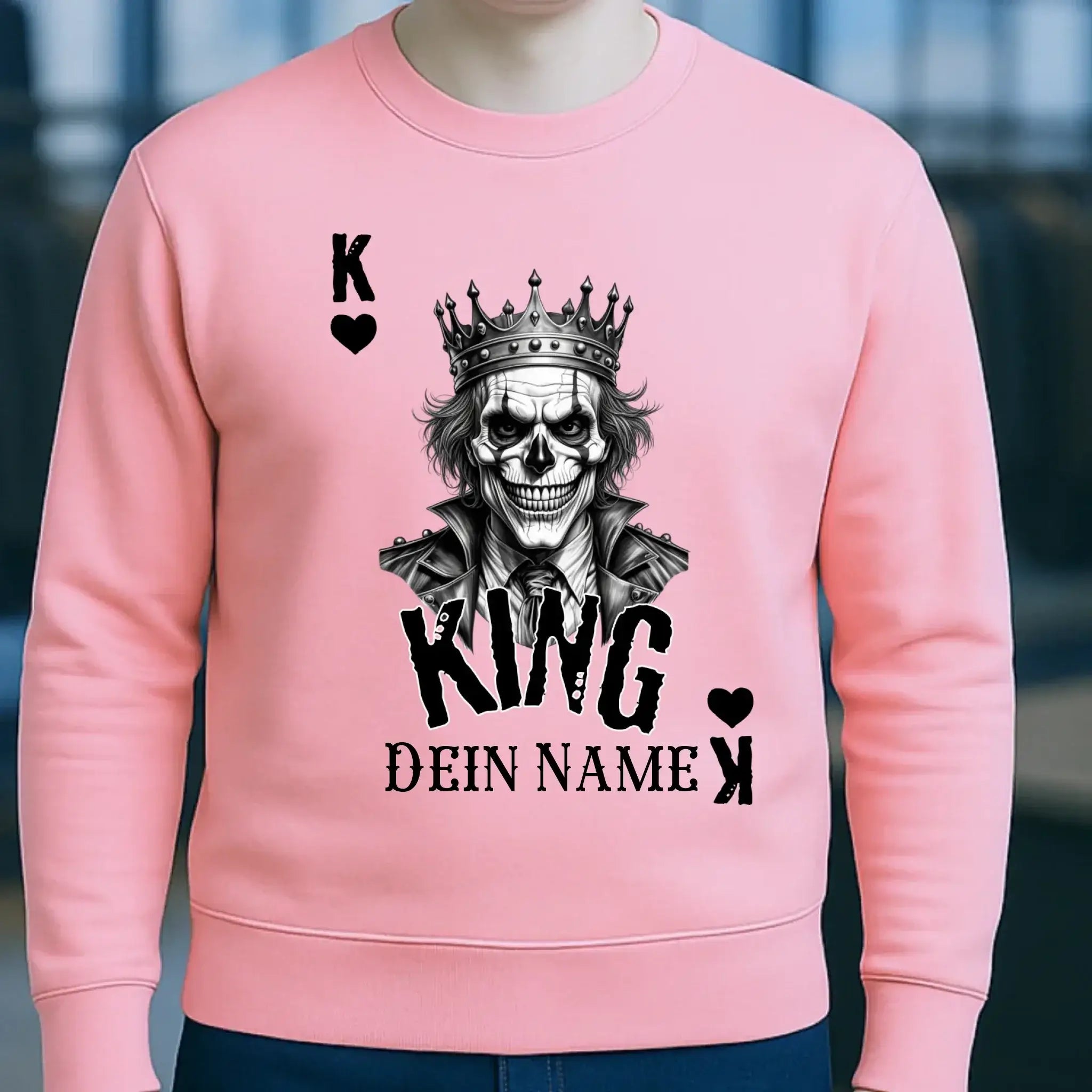 Poker King + dein Name • Unisex Sweatshirt Bio-Baumwolle in 4 Farben XS-3XL • personalisiert