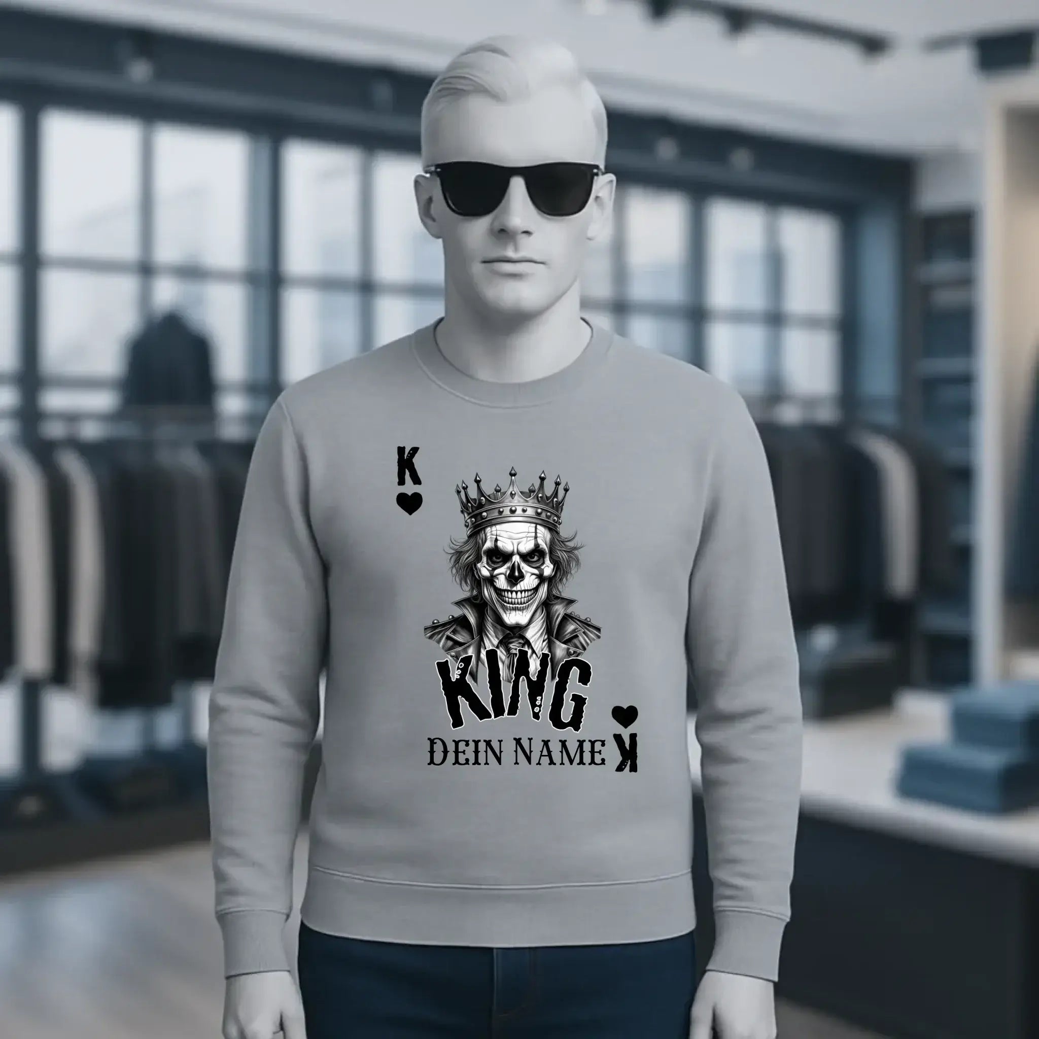 Poker King + dein Name • Unisex Sweatshirt Bio-Baumwolle in 4 Farben XS-3XL • personalisiert
