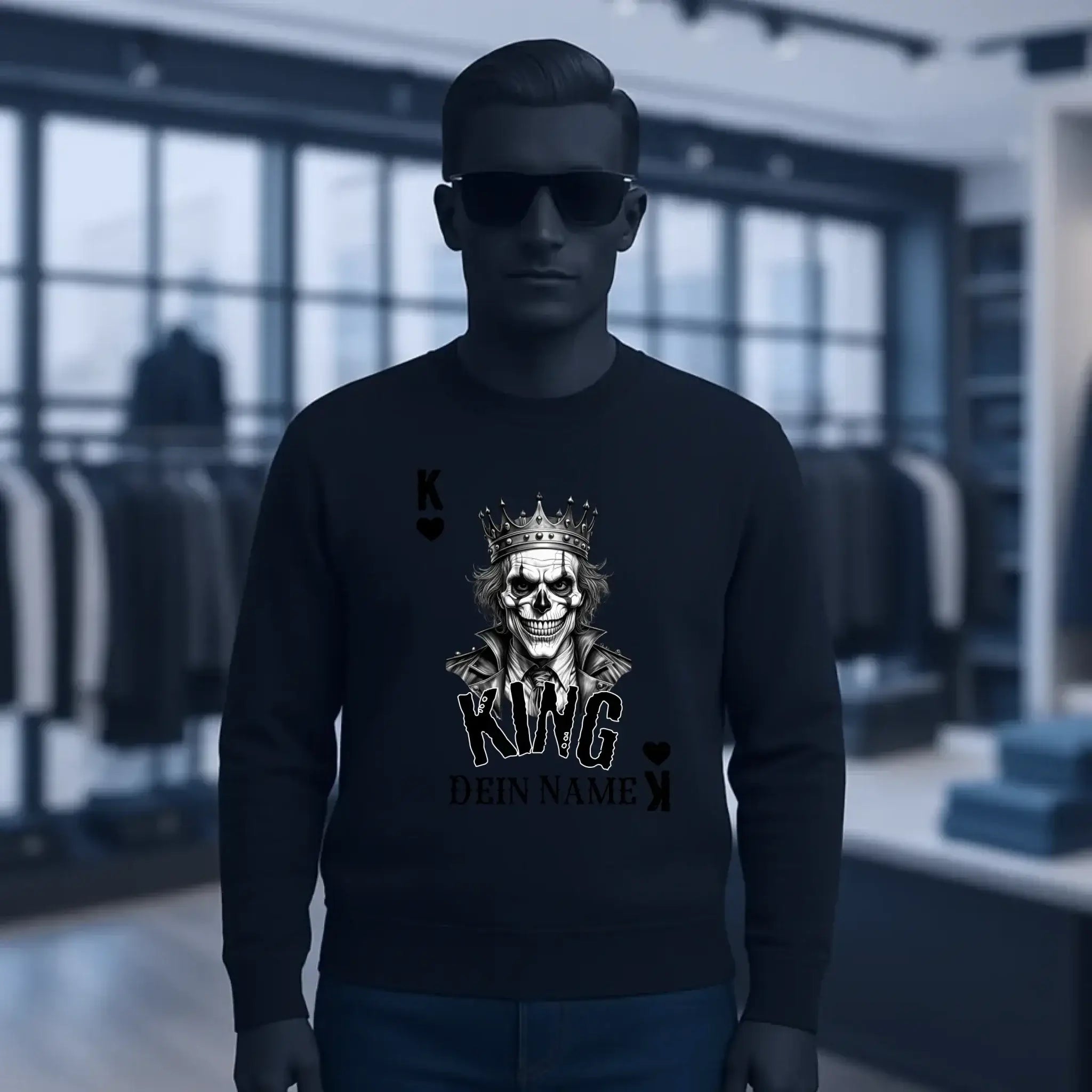 Poker King + dein Name • Unisex Sweatshirt Bio-Baumwolle in 4 Farben XS-3XL • personalisiert