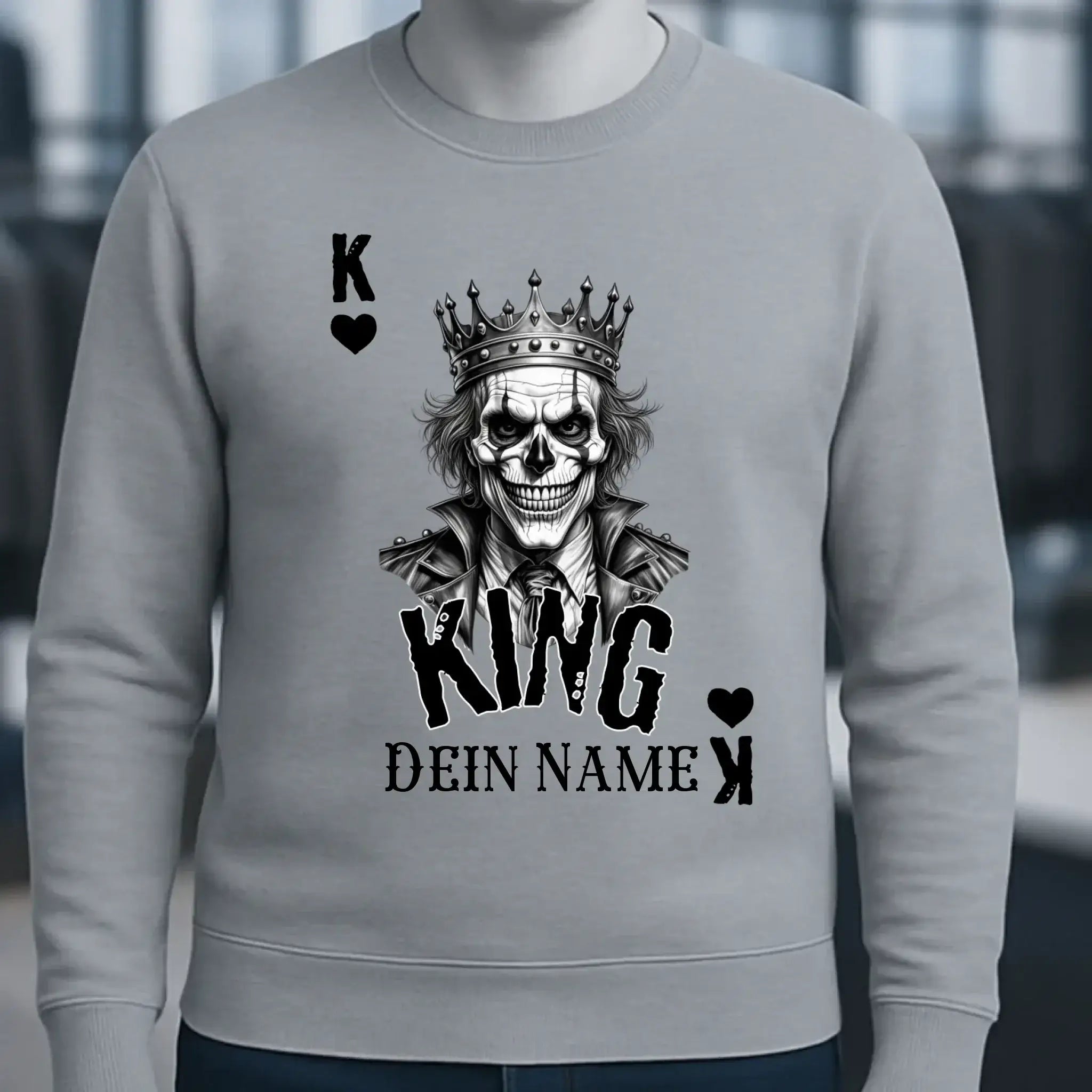 Poker King + dein Name • Unisex Sweatshirt Bio-Baumwolle in 4 Farben XS-3XL • personalisiert