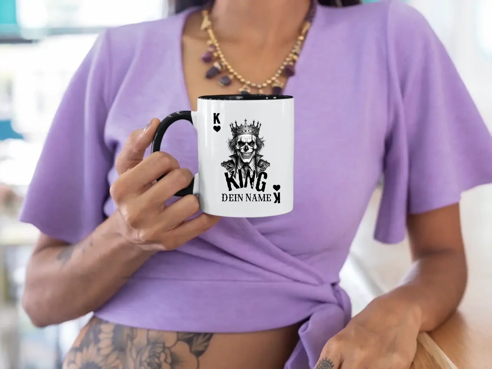 Poker King + dein Name • zweifarbige Tasse spülmaschinengeeignet • Exklusivdesign • personalisiert