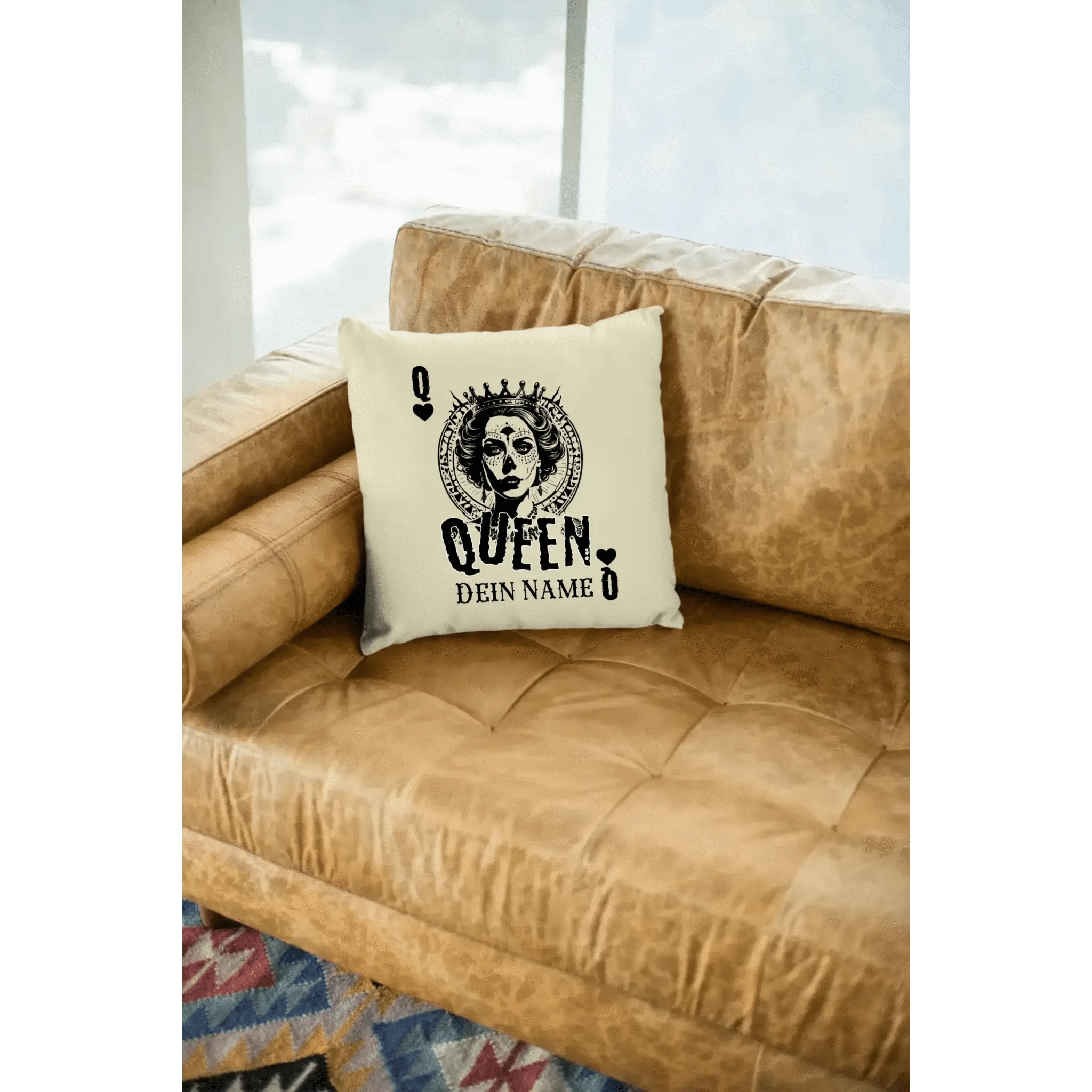 Poker Queen + dein Name • Kissen 40x40 cm • personalisiert