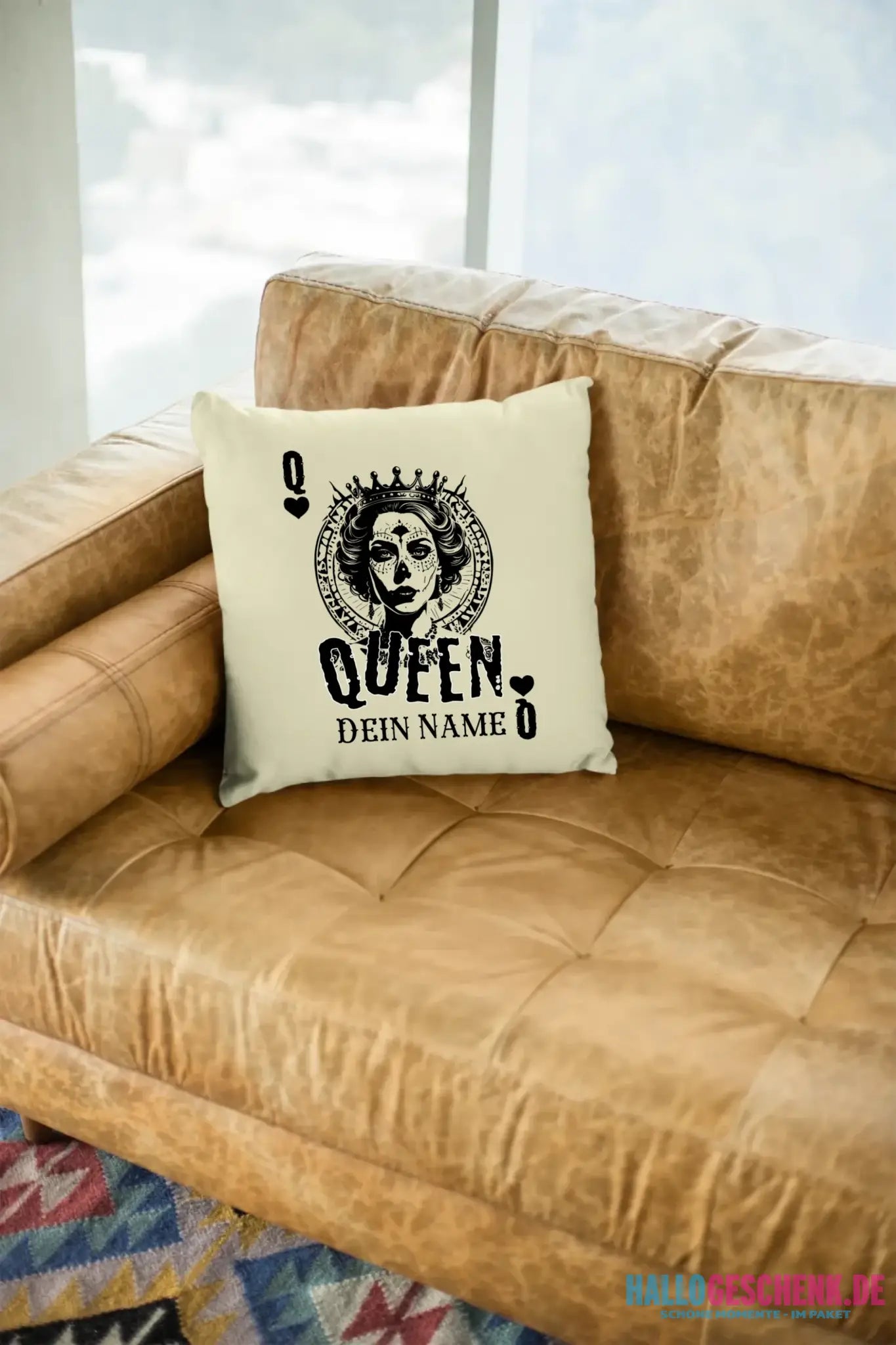 Poker Queen + dein Name • Kissen 40x40 cm • personalisiert