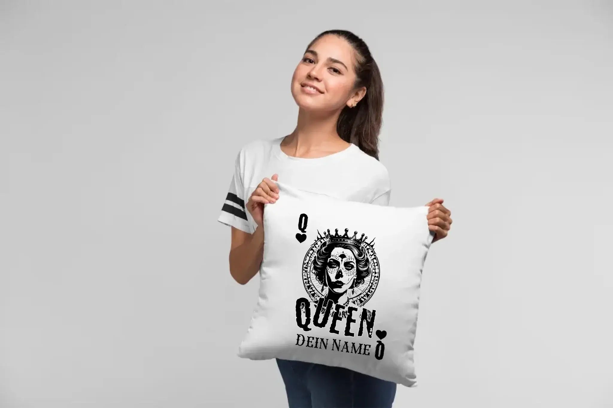 Poker Queen + dein Name • Kissen 40x40 cm • personalisiert