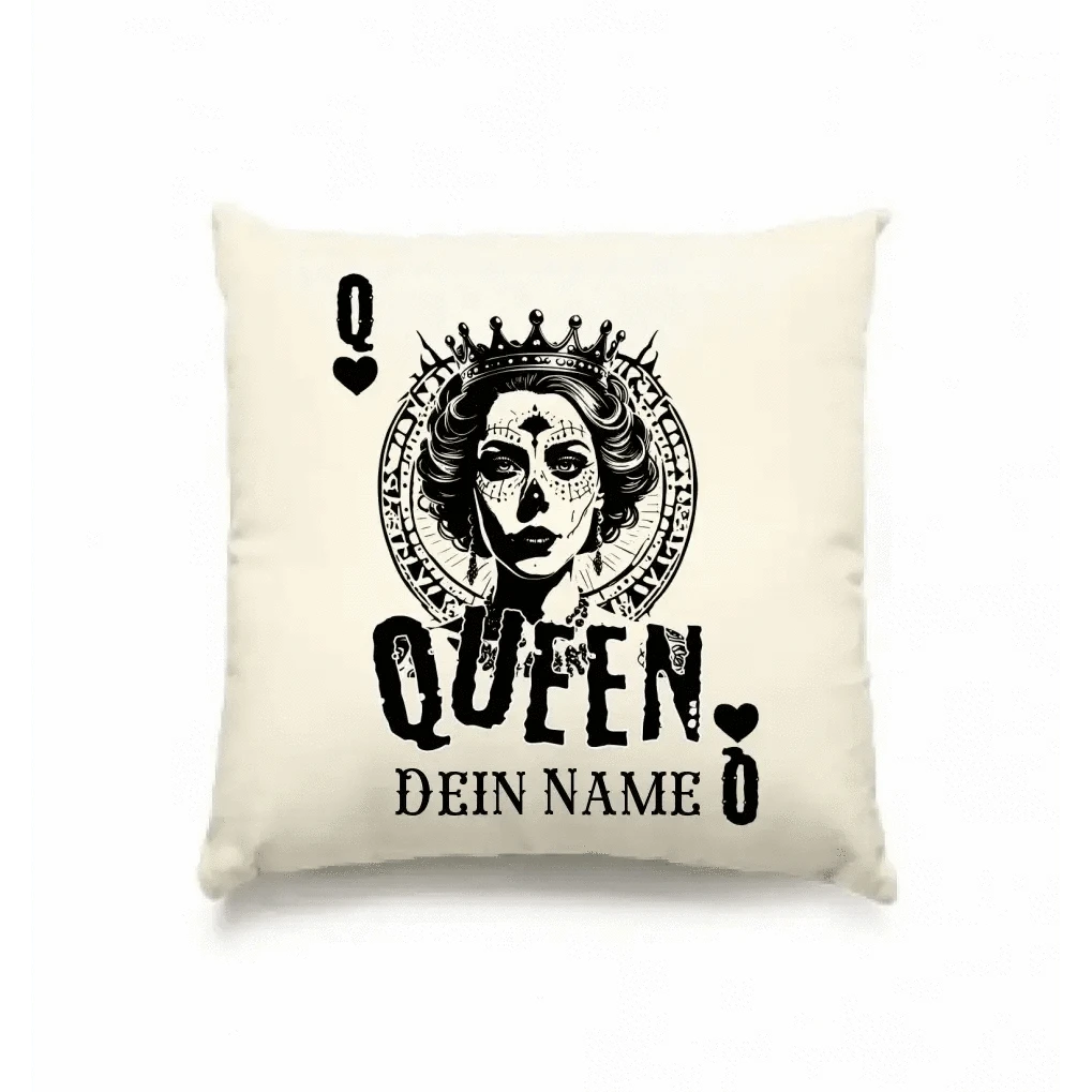 Poker Queen + dein Name • Kissen 40x40 cm • personalisiert