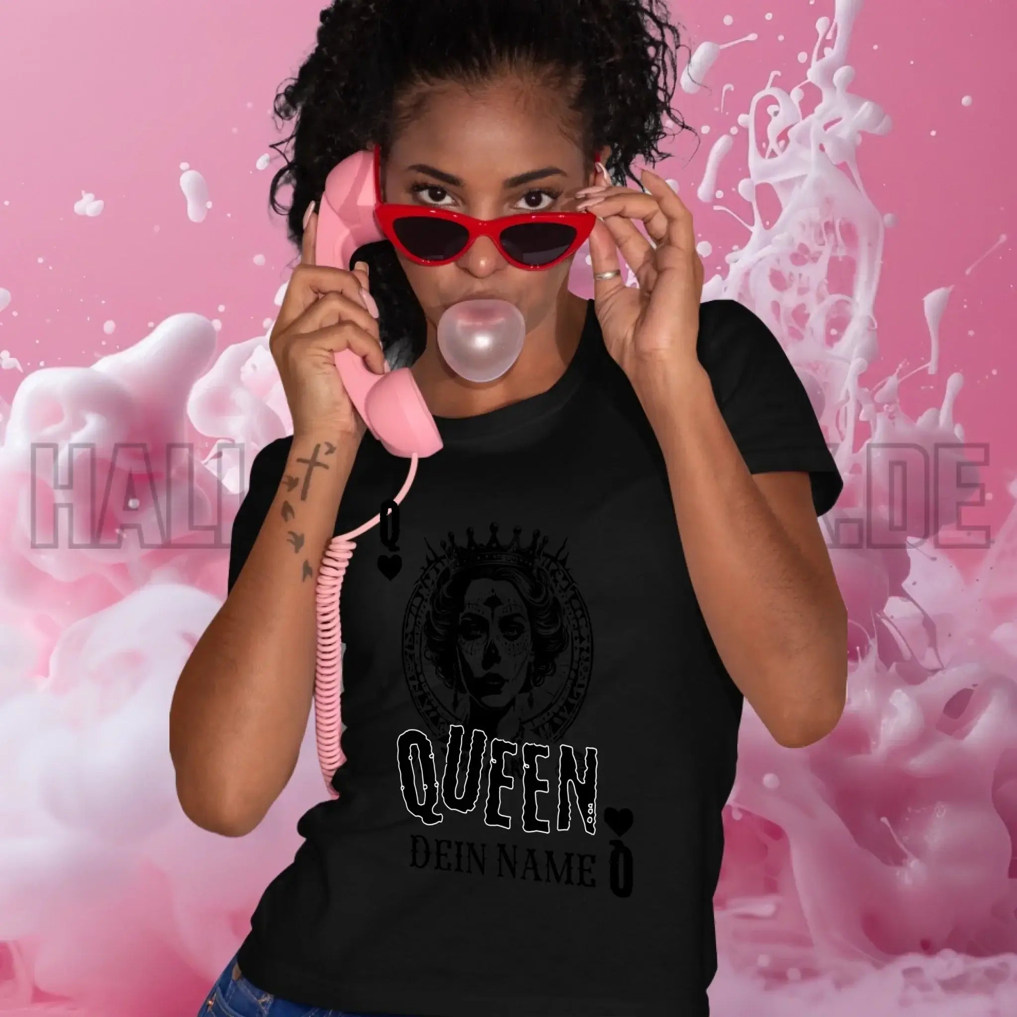 Poker Queen + dein Name • Ladies Premium T-Shirt XS-2XL aus Bio-Baumwolle für Damen • Exklusivdesign • personalisiert